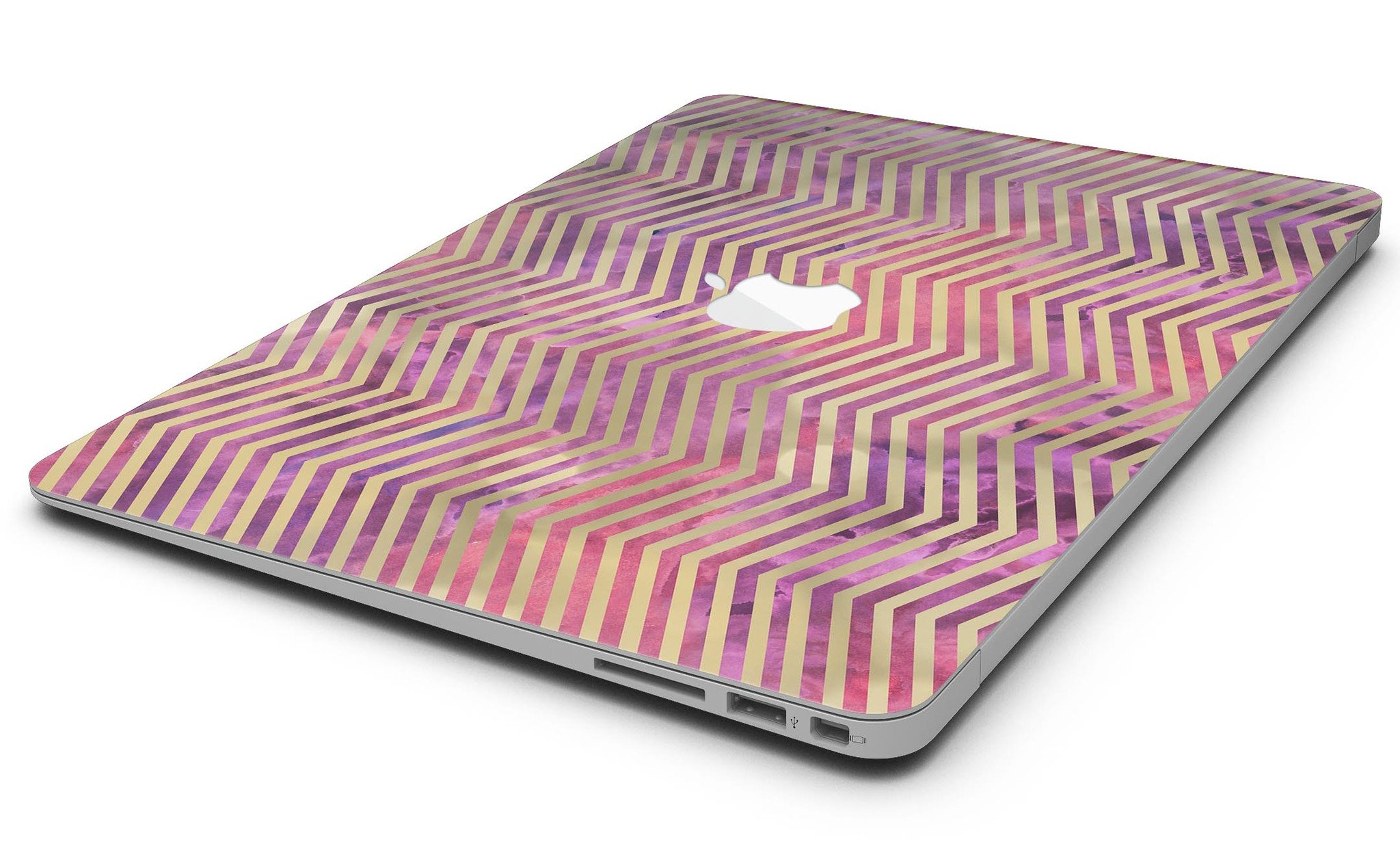 Gold Chevron Over Abstract Fumes MacBook Air Skin Kit showcasing stylish design and premium vinyl material.