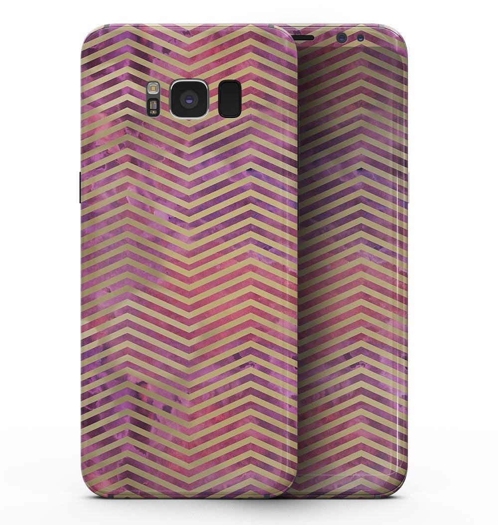 Gold Chevron Full-Body Skin for Samsung Galaxy S8, showcasing stylish design and premium vinyl material.