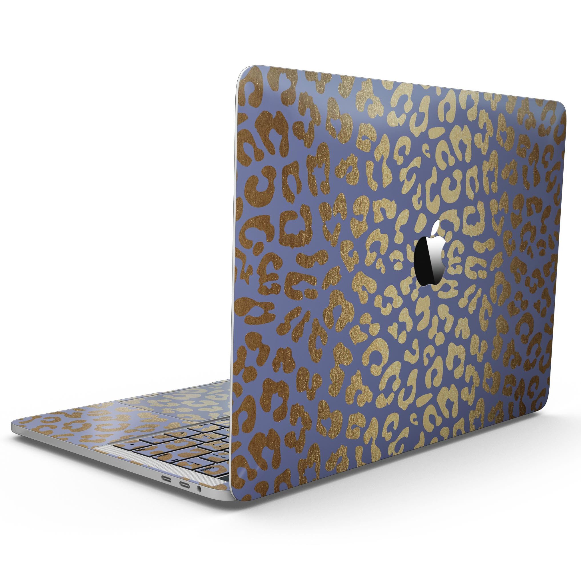 Gold Flaked Animal Skin Kit for 13" MacBook Pro without Touch Bar, showcasing a stylish design and premium vinyl material.