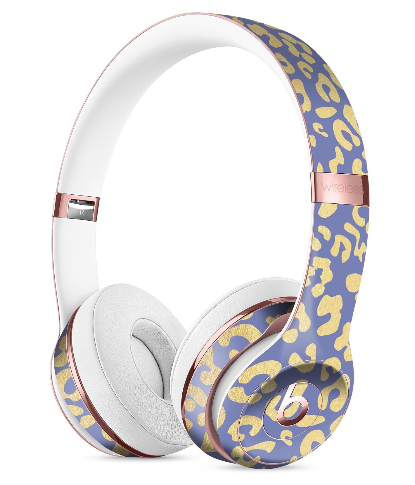 Gold Flaked Animal Blue Full-Body Skin Kit for Beats by Dre Solo 3, showcasing vibrant design and premium vinyl material.