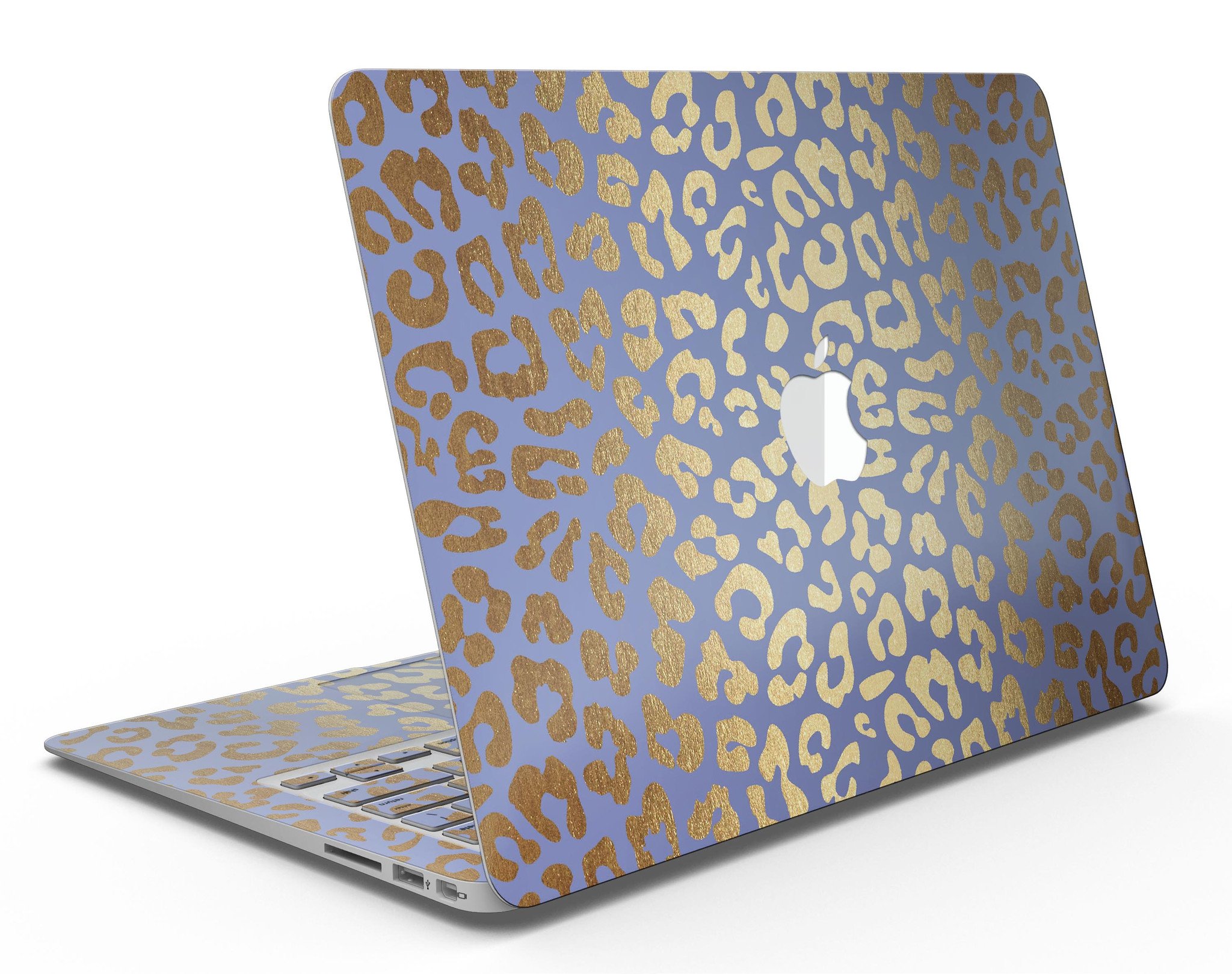 Gold Flaked Animal Blue MacBook Air Skin Kit showcasing vibrant colors and unique design.