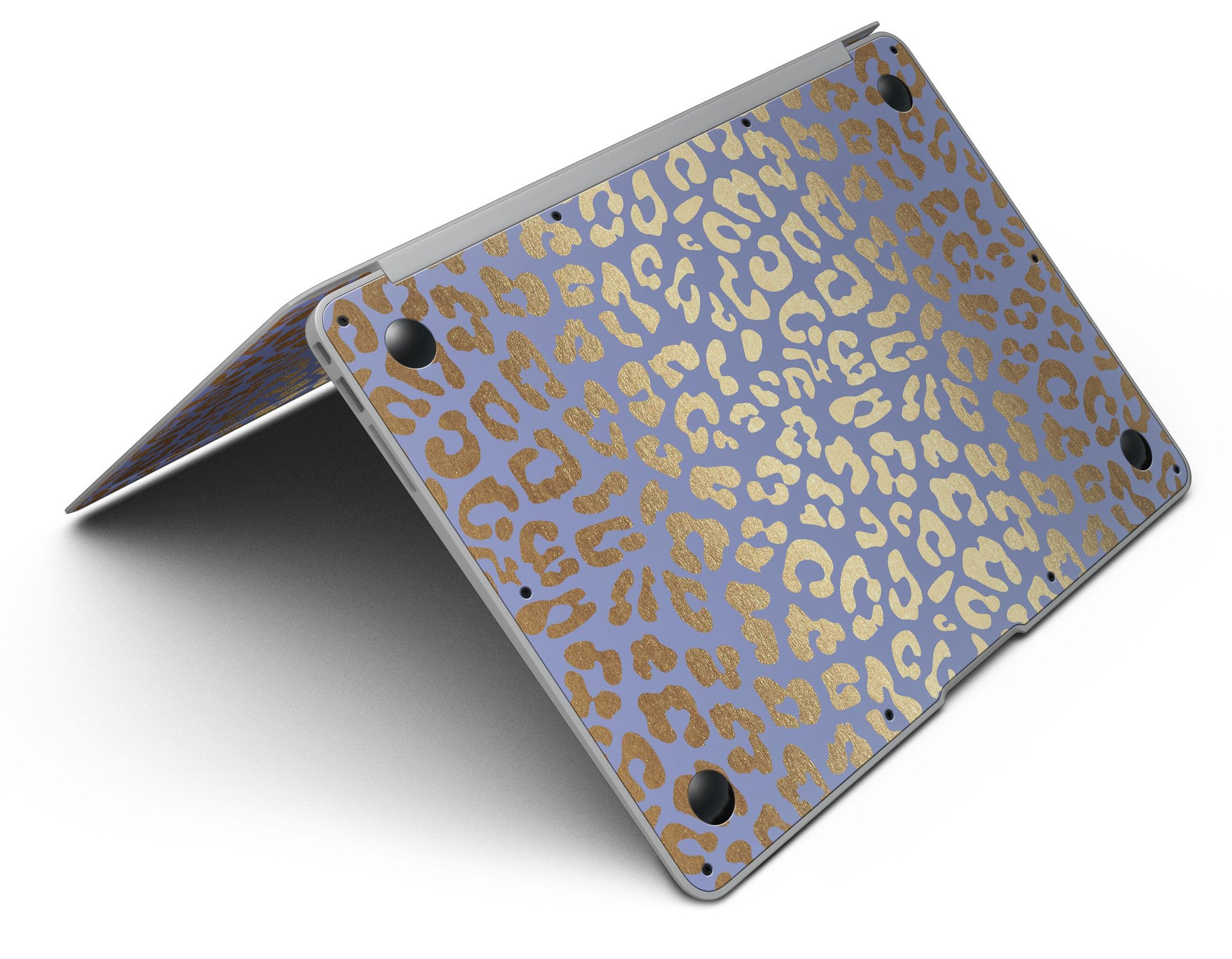 Gold Flaked Animal Blue MacBook Air Skin Kit showcasing vibrant colors and unique design.