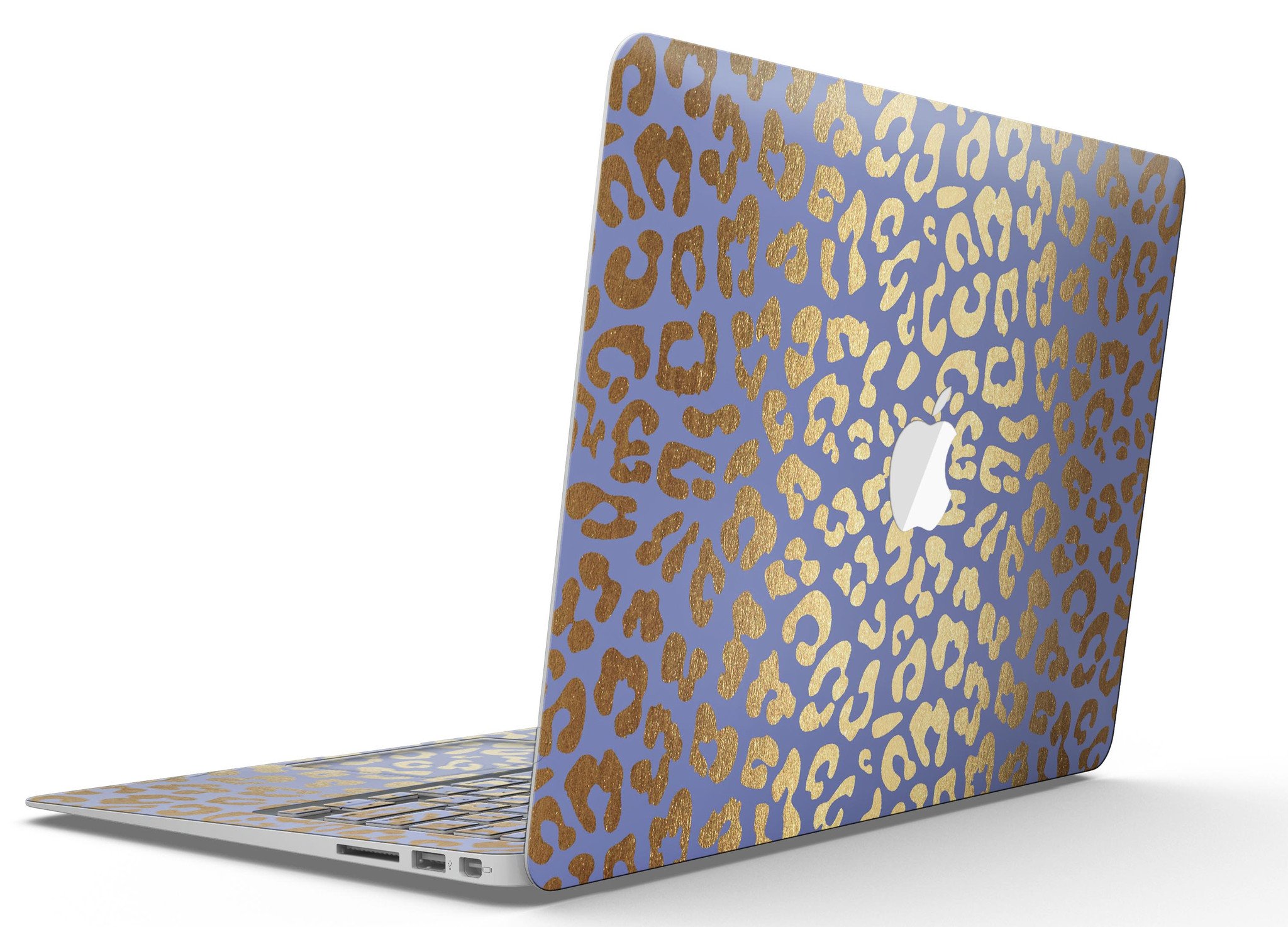 Gold Flaked Animal Blue MacBook Air Skin Kit showcasing vibrant colors and unique design.