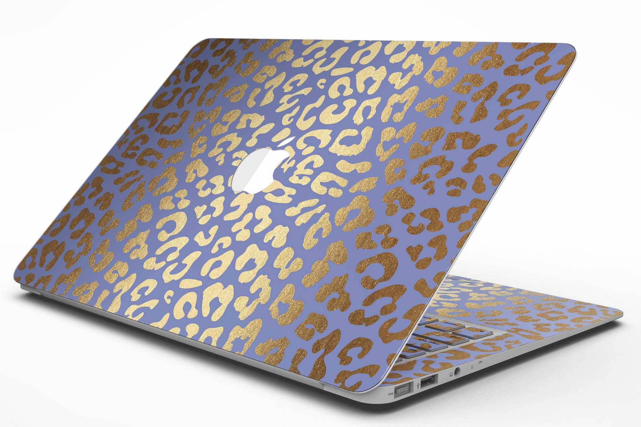 Gold Flaked Animal Blue MacBook Air Skin Kit showcasing vibrant colors and unique design.