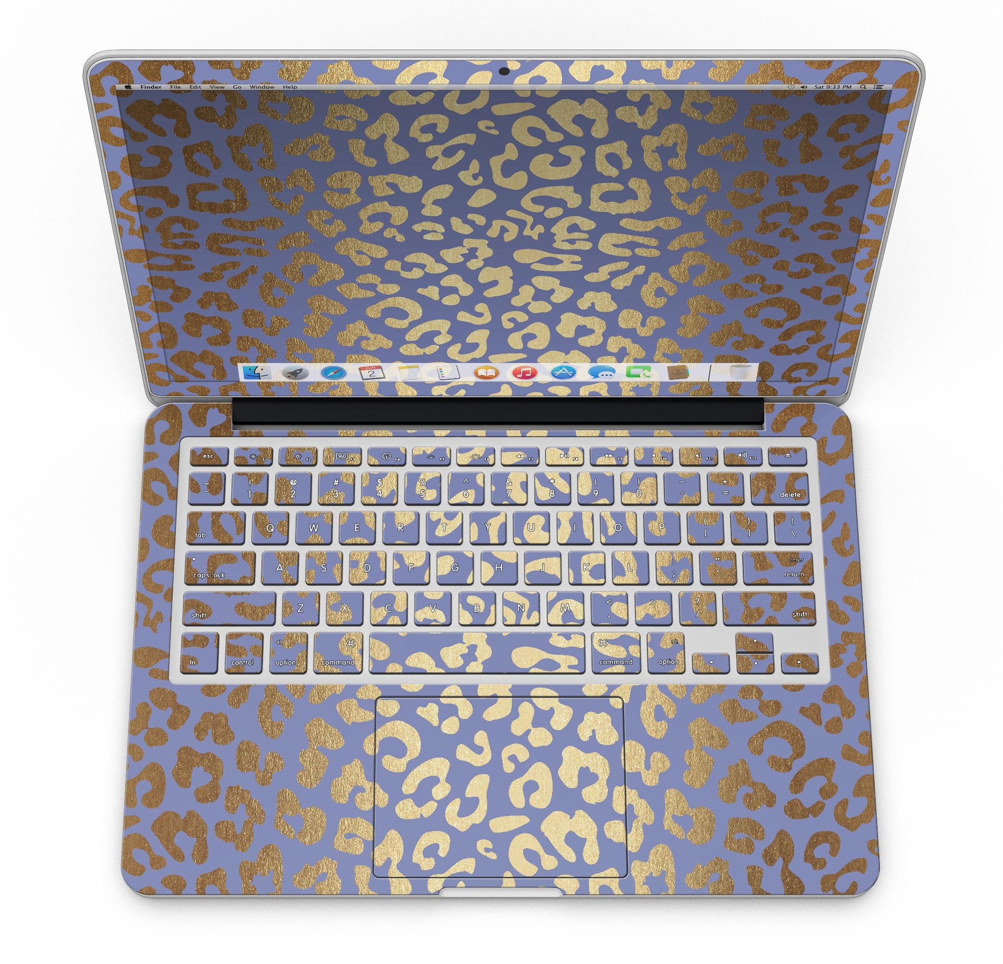 Gold Flaked Animal Design Skin for MacBook Pro with Retina Display, showcasing a stylish and protective vinyl cover.