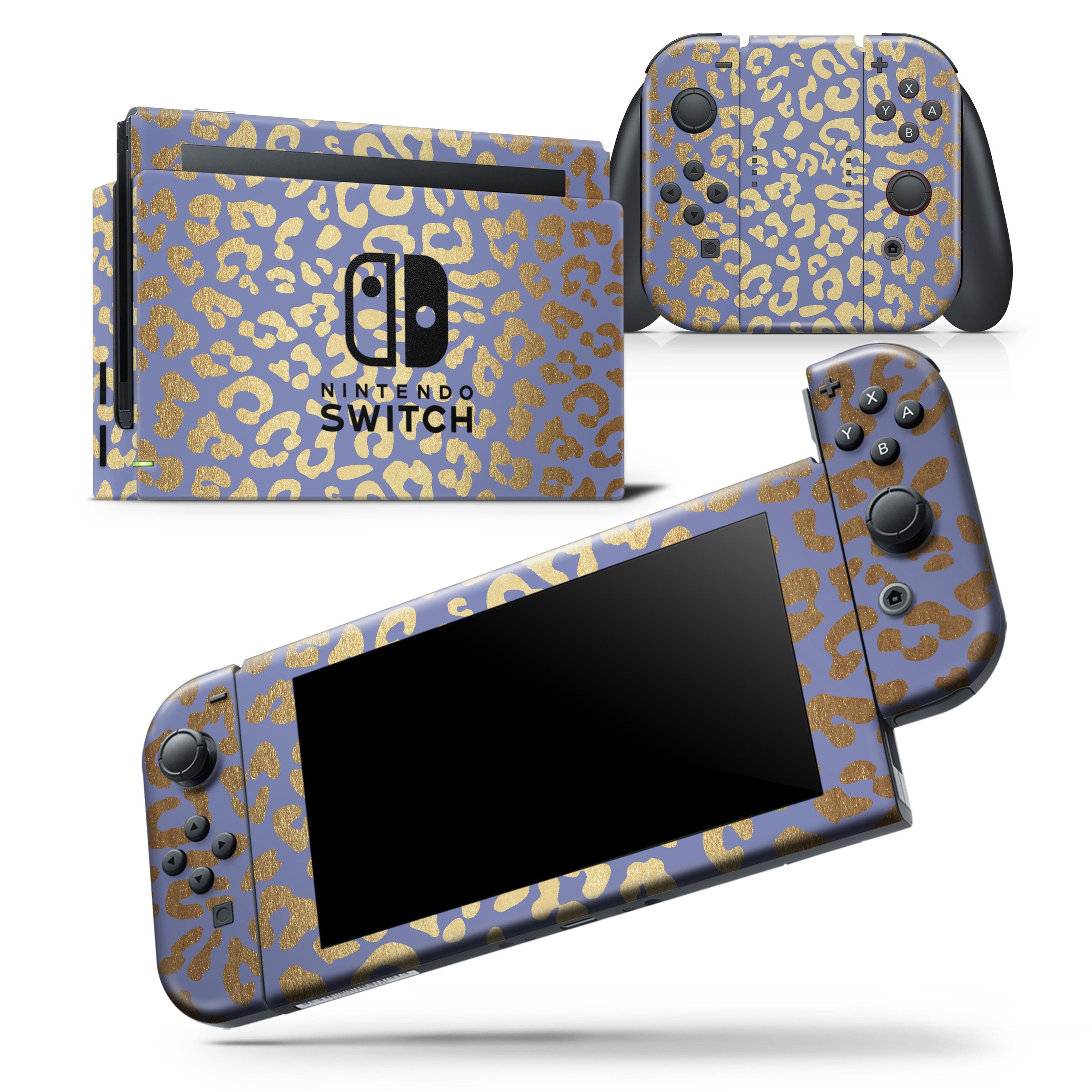 Gold Flaked Animal Blue skin wrap decal for Nintendo Switch Lite, showcasing a vibrant design that fits snugly on the console.