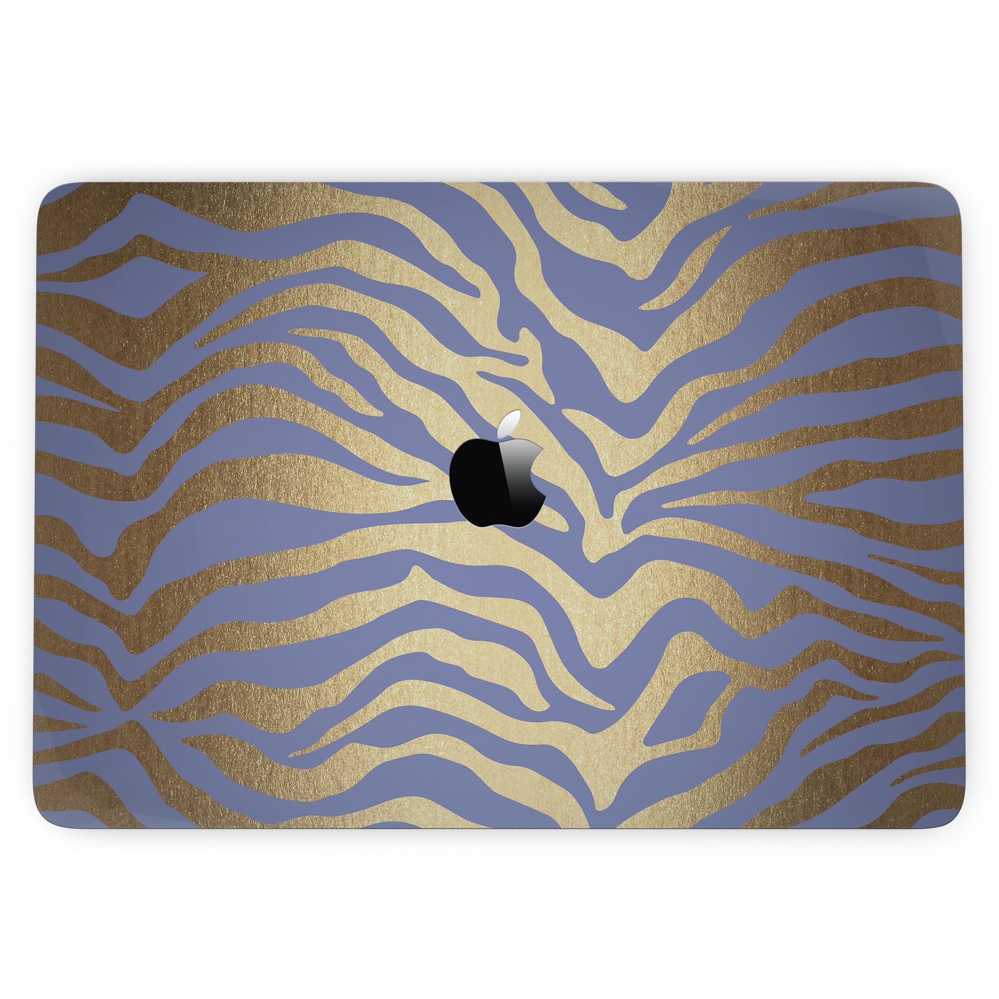 Gold Flaked Animal Blue Zebra skin for 13" MacBook Pro without Touch Bar, showcasing vibrant colors and unique design.