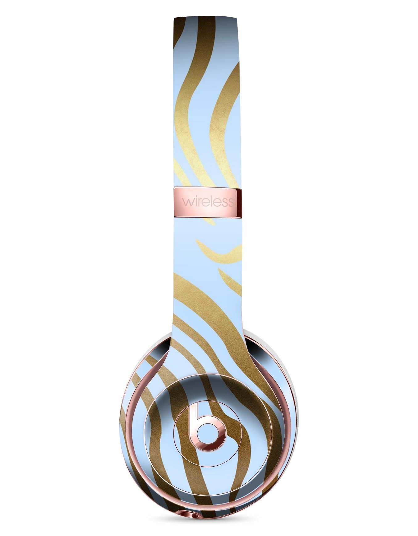 Gold Flaked Animal Blue Zebra Full-Body Skin Kit for Beats by Dre Solo 3 Wireless Headphones, showcasing vibrant design and premium vinyl material.