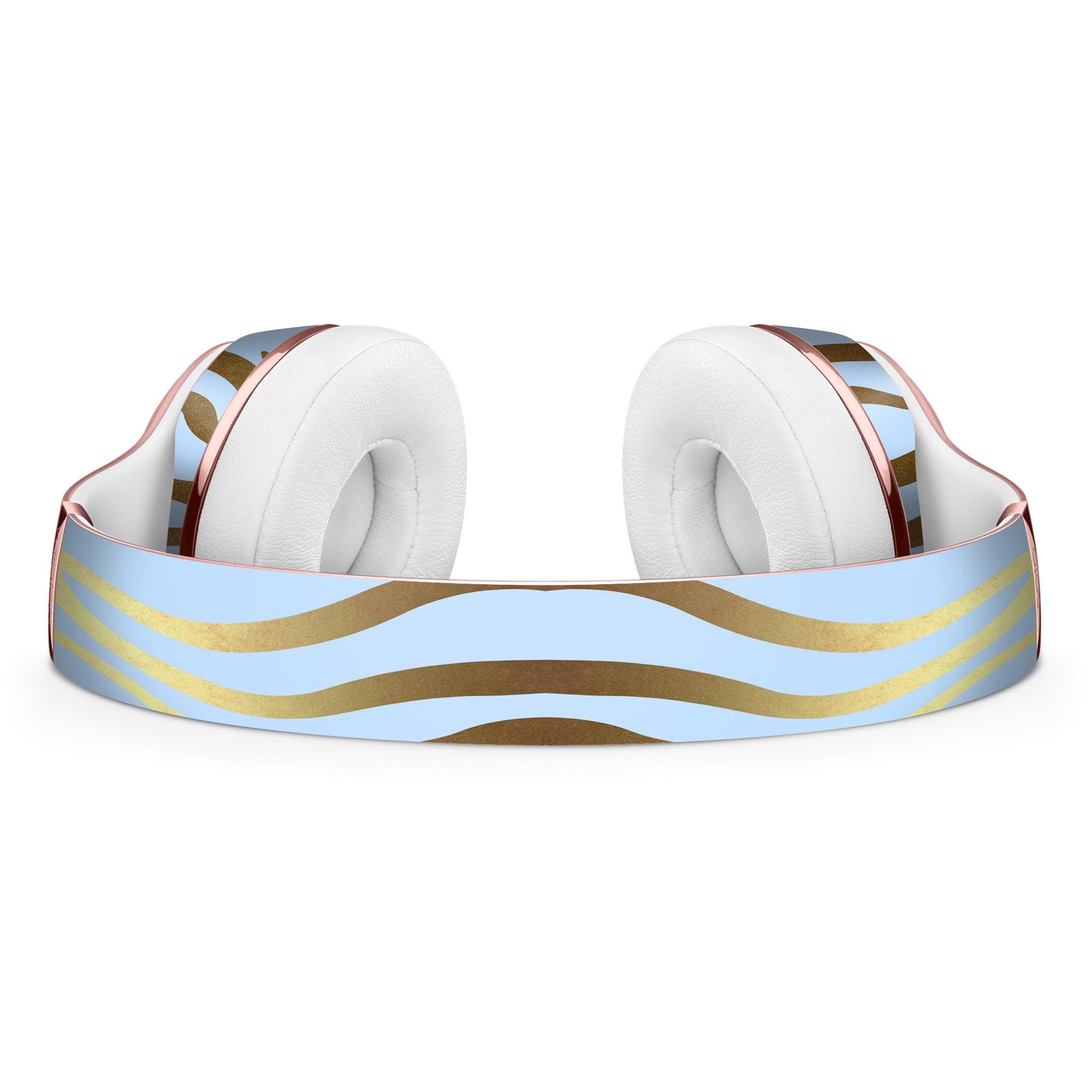 Gold Flaked Animal Blue Zebra Full-Body Skin Kit for Beats by Dre Solo 3 Wireless Headphones, showcasing vibrant design and premium vinyl material.