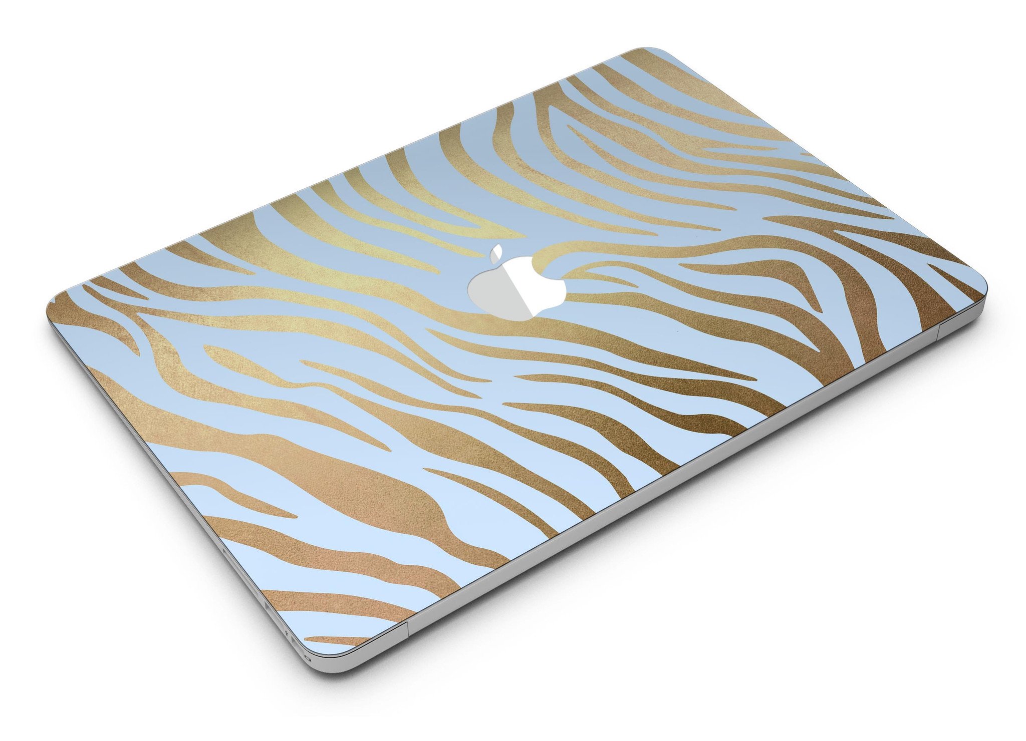 Gold Flaked Animal Blue Zebra MacBook Air Skin Kit showcasing vibrant design and premium vinyl material.