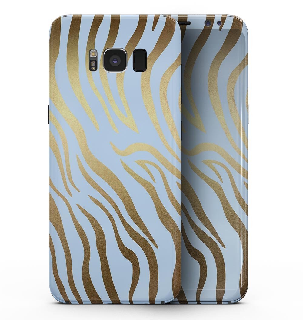 Gold Flaked Animal Blue Zebra skin for Samsung Galaxy S8, showcasing vibrant colors and unique design.