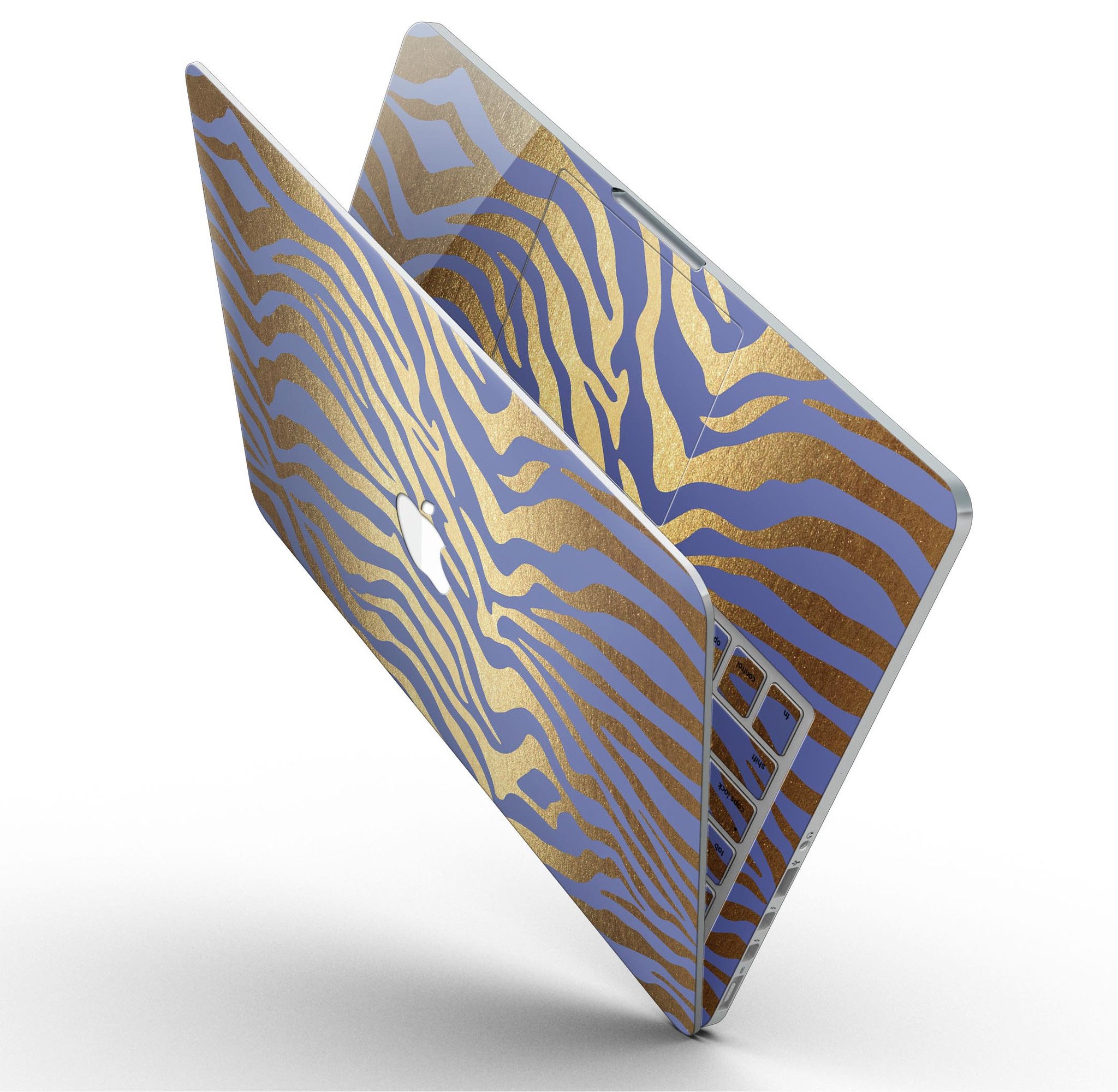 Gold Flaked Animal Blue Zebra skin for MacBook Pro with Retina Display, showcasing vibrant colors and unique design.