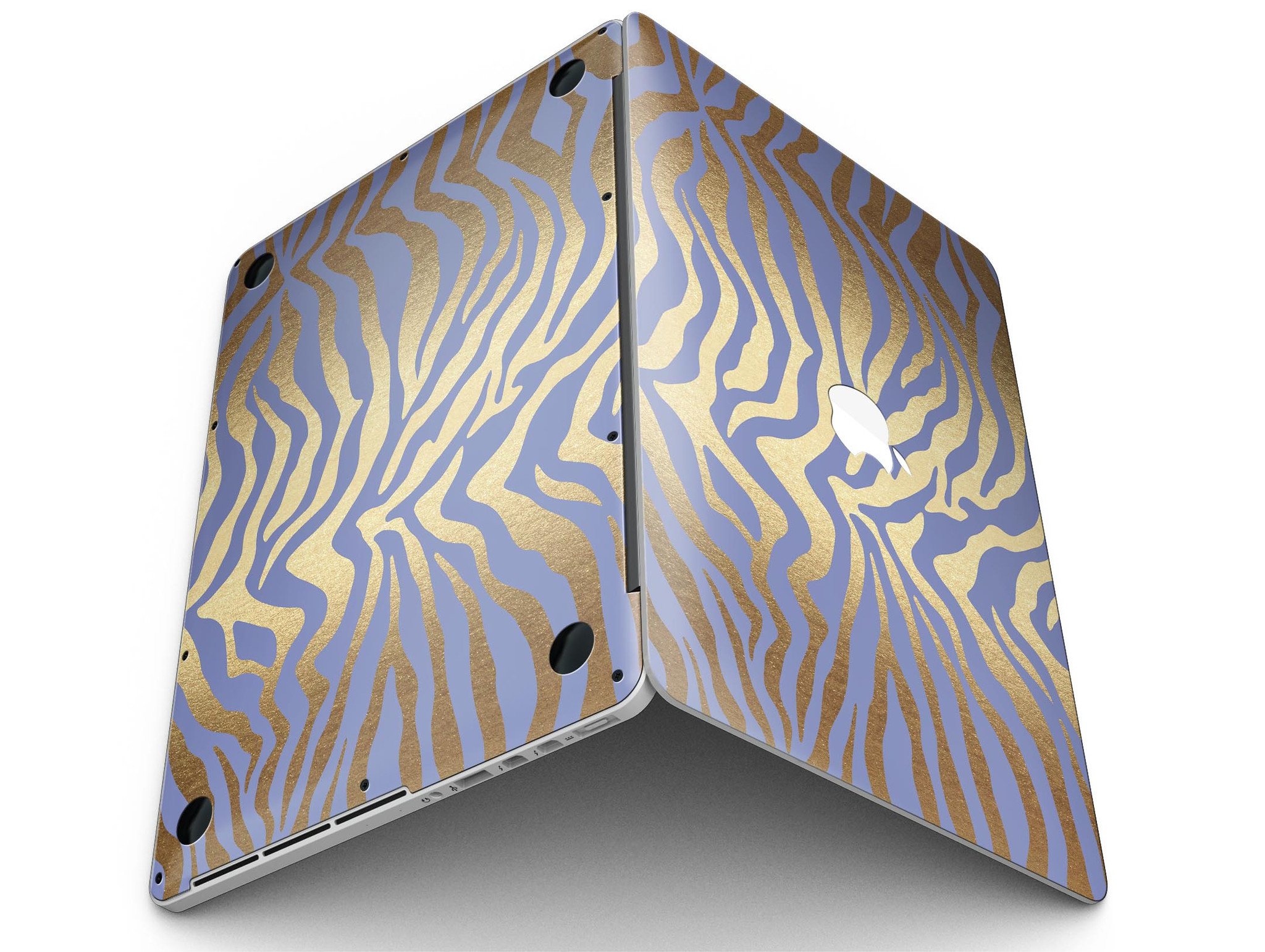 Gold Flaked Animal Blue Zebra skin for MacBook Pro with Retina Display, showcasing vibrant colors and unique design.