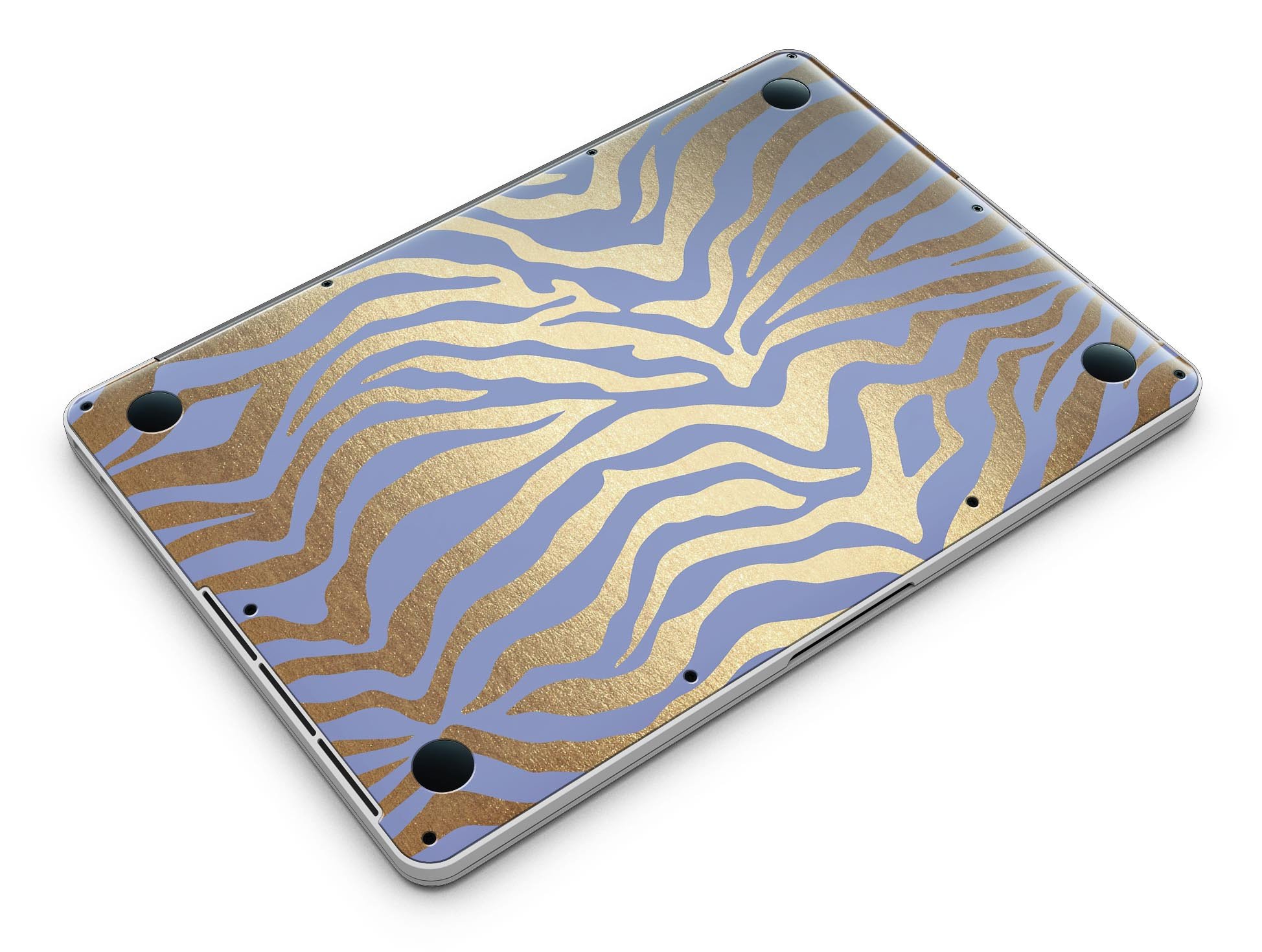 Gold Flaked Animal Blue Zebra skin for MacBook Pro with Retina Display, showcasing vibrant colors and unique design.