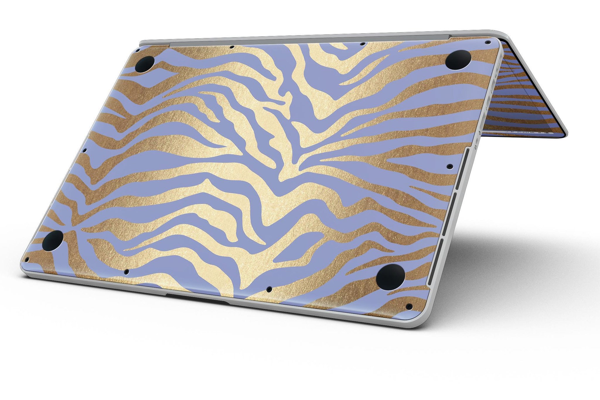 Gold Flaked Animal Blue Zebra skin for MacBook Pro with Retina Display, showcasing vibrant colors and unique design.