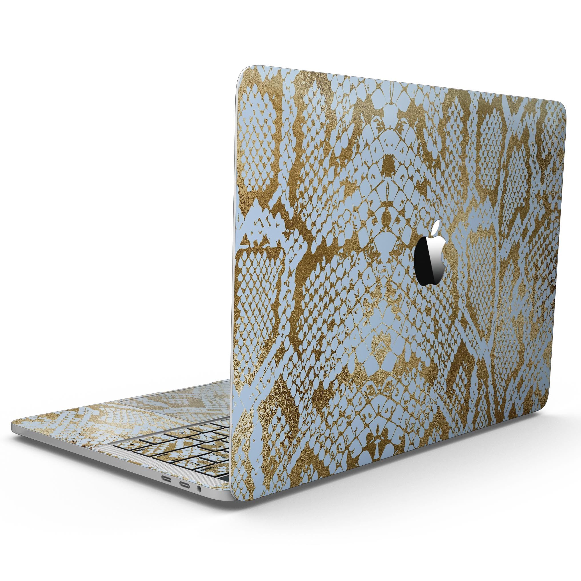 Gold Flaked Animal Laced Skin Kit for 13" MacBook Pro without Touch Bar, showcasing a stylish design and premium vinyl material.