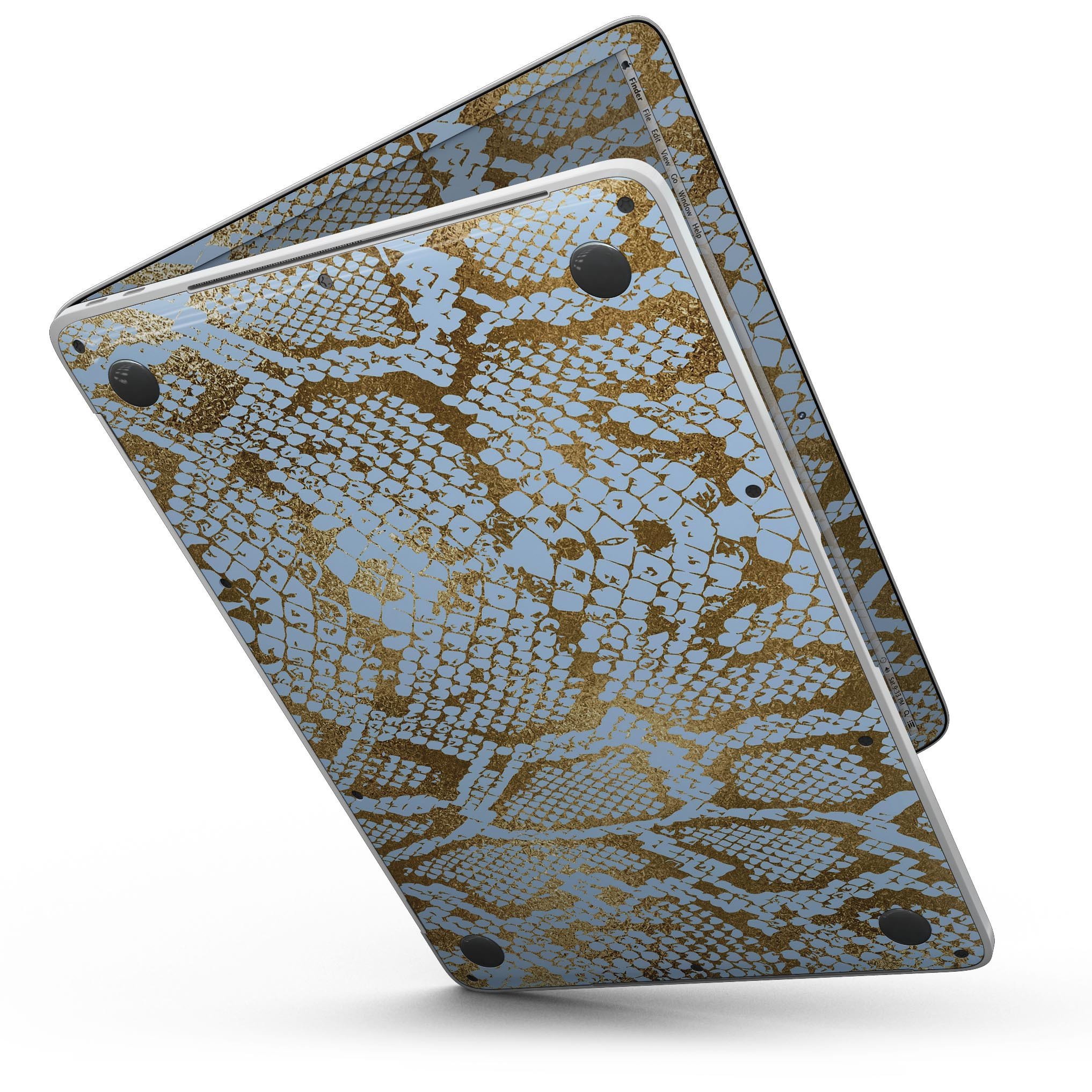 Gold Flaked Animal Laced Skin Kit for 13" MacBook Pro without Touch Bar, showcasing a stylish design and premium vinyl material.