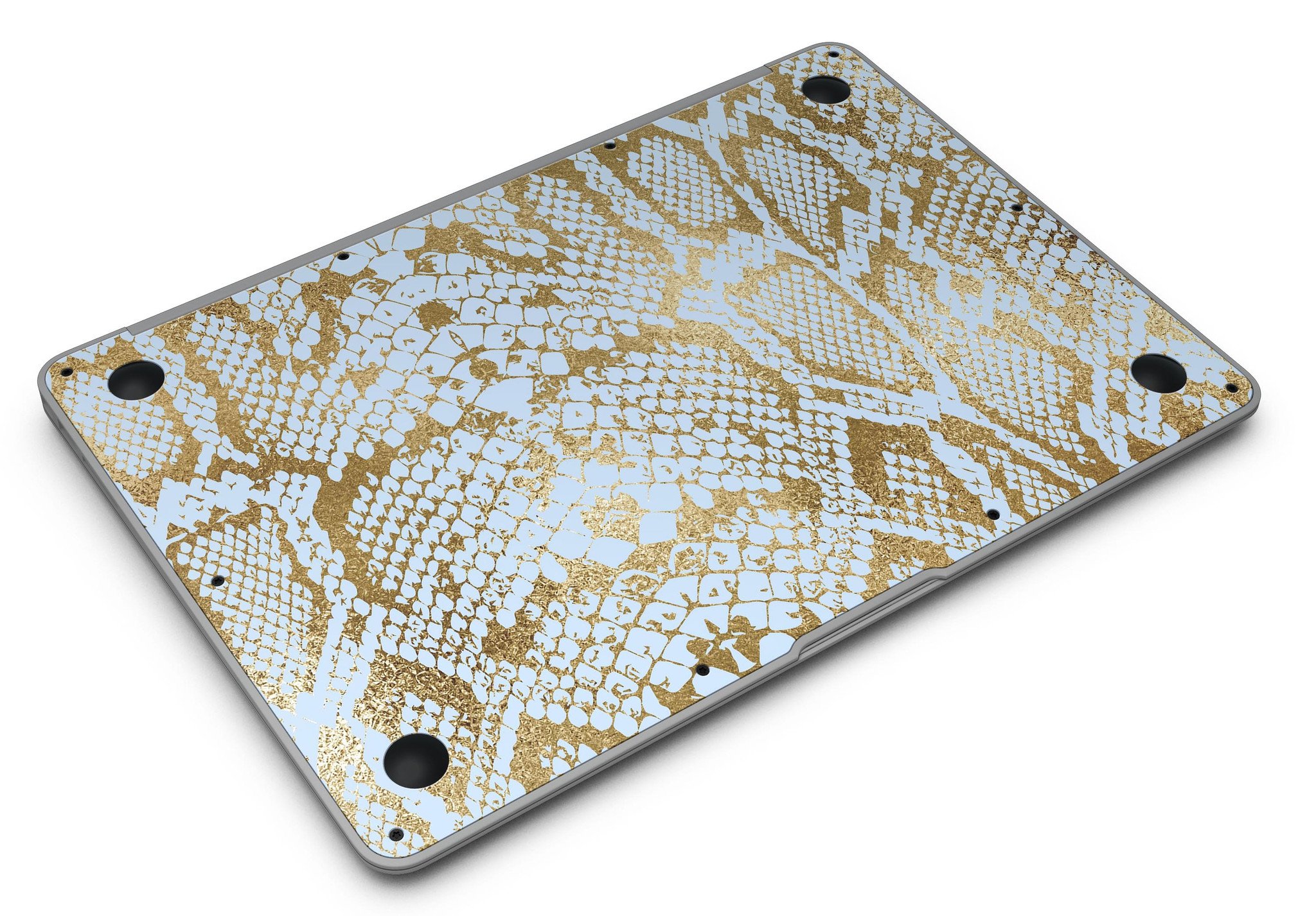 Gold Flaked Animal Laced Skin Kit for MacBook Air, showcasing a stylish design with vibrant gold flakes on a sleek vinyl surface.