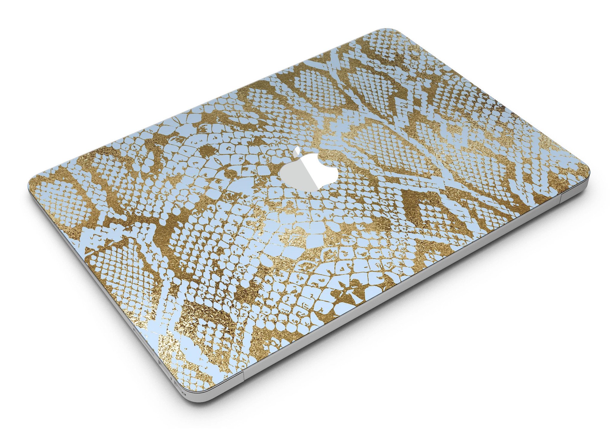 Gold Flaked Animal Laced Skin Kit for MacBook Air, showcasing a stylish design with vibrant gold flakes on a sleek vinyl surface.