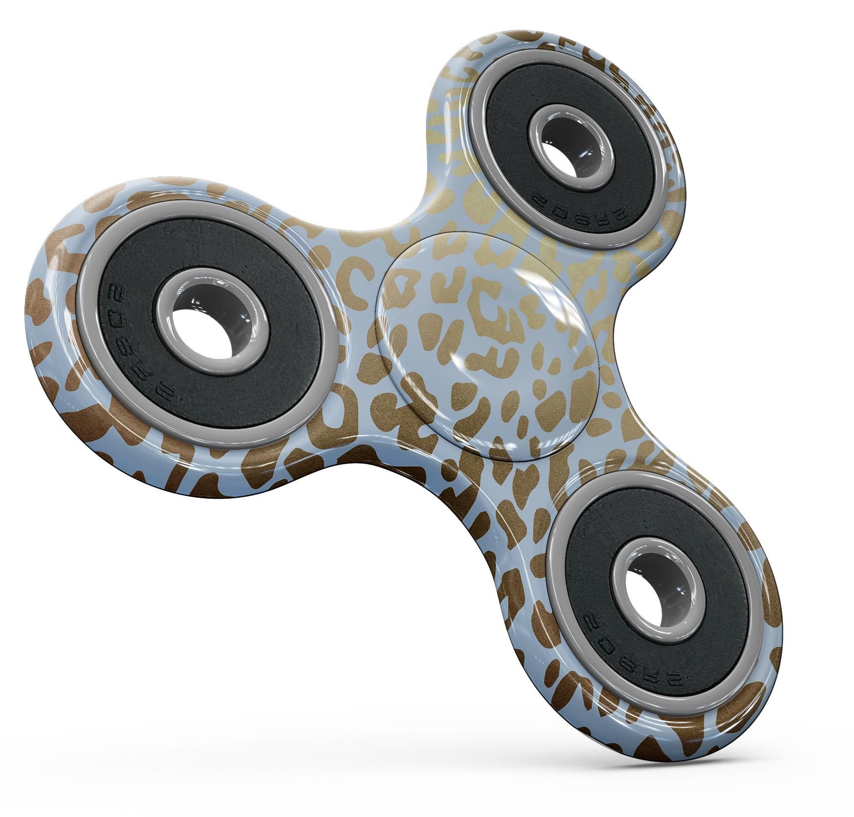 Gold Flaked Animal Light Blue Fidget Spinner Skin-Kit showcasing vibrant colors and unique design for personalization.