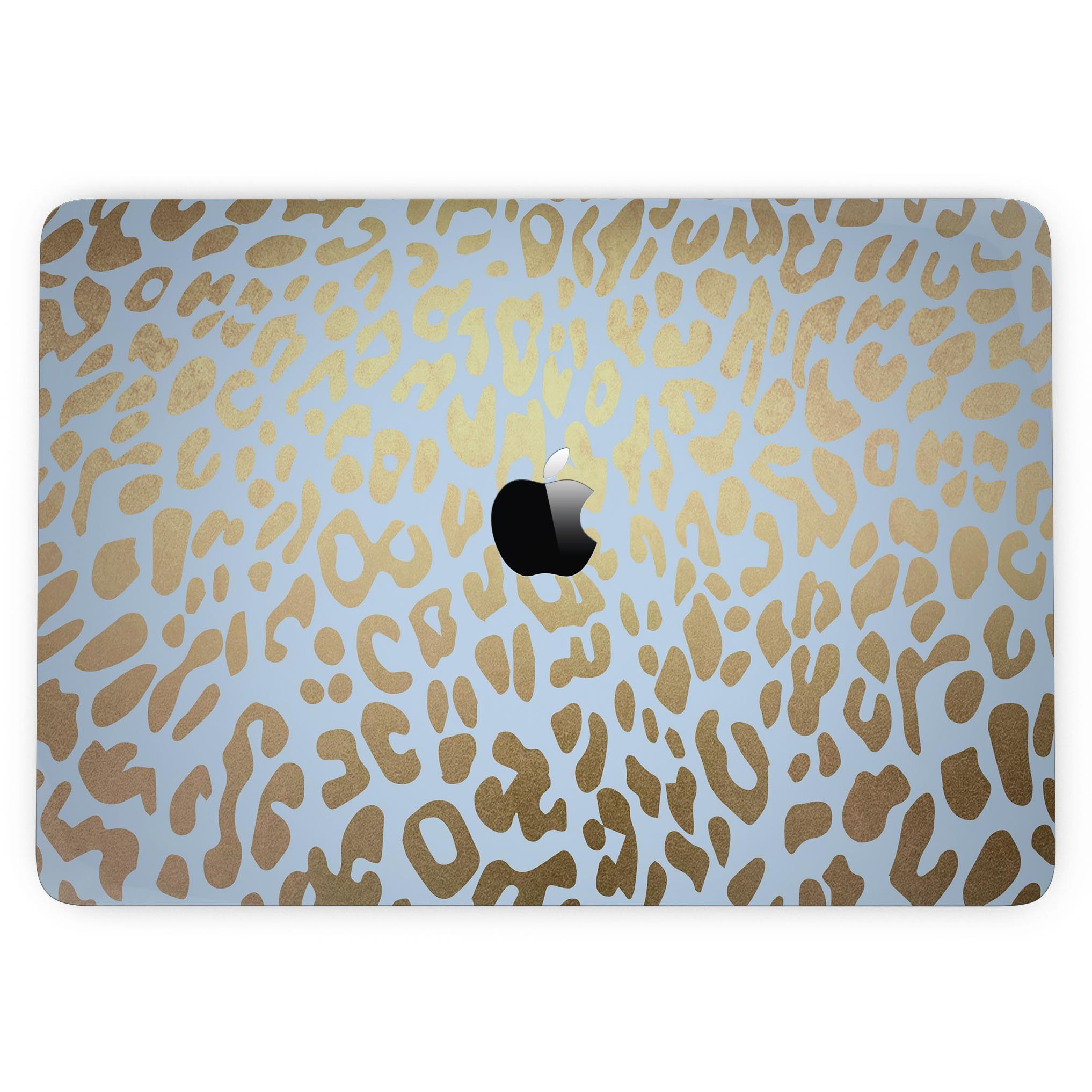 Gold Flaked Animal Light Blue skin kit for MacBook Pro with Touch Bar, showcasing a stylish design and premium vinyl material.