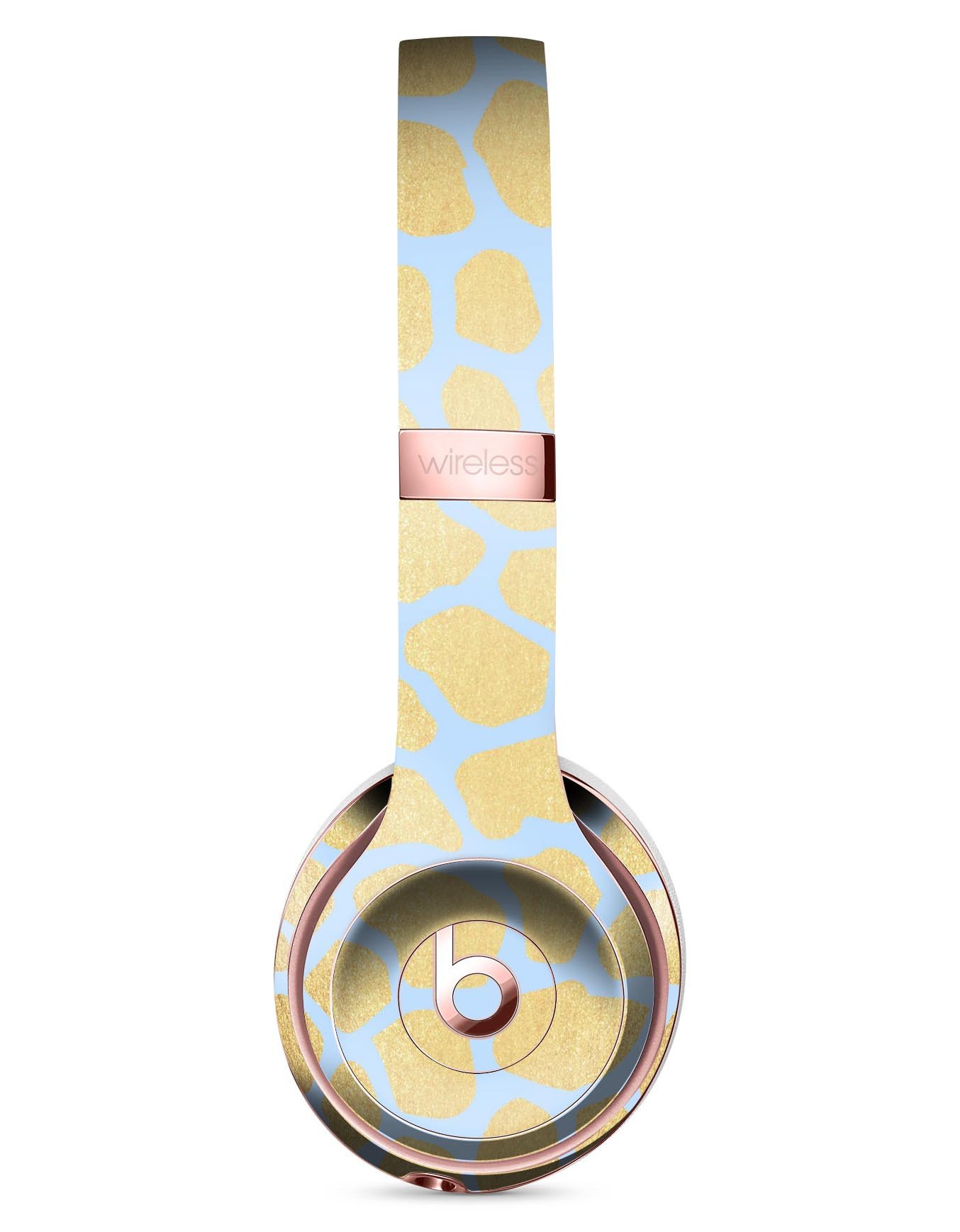 Gold Flaked Animal Light Blue Skin Kit for Beats by Dre Solo 3 Wireless Headphones, showcasing vibrant colors and premium vinyl material.