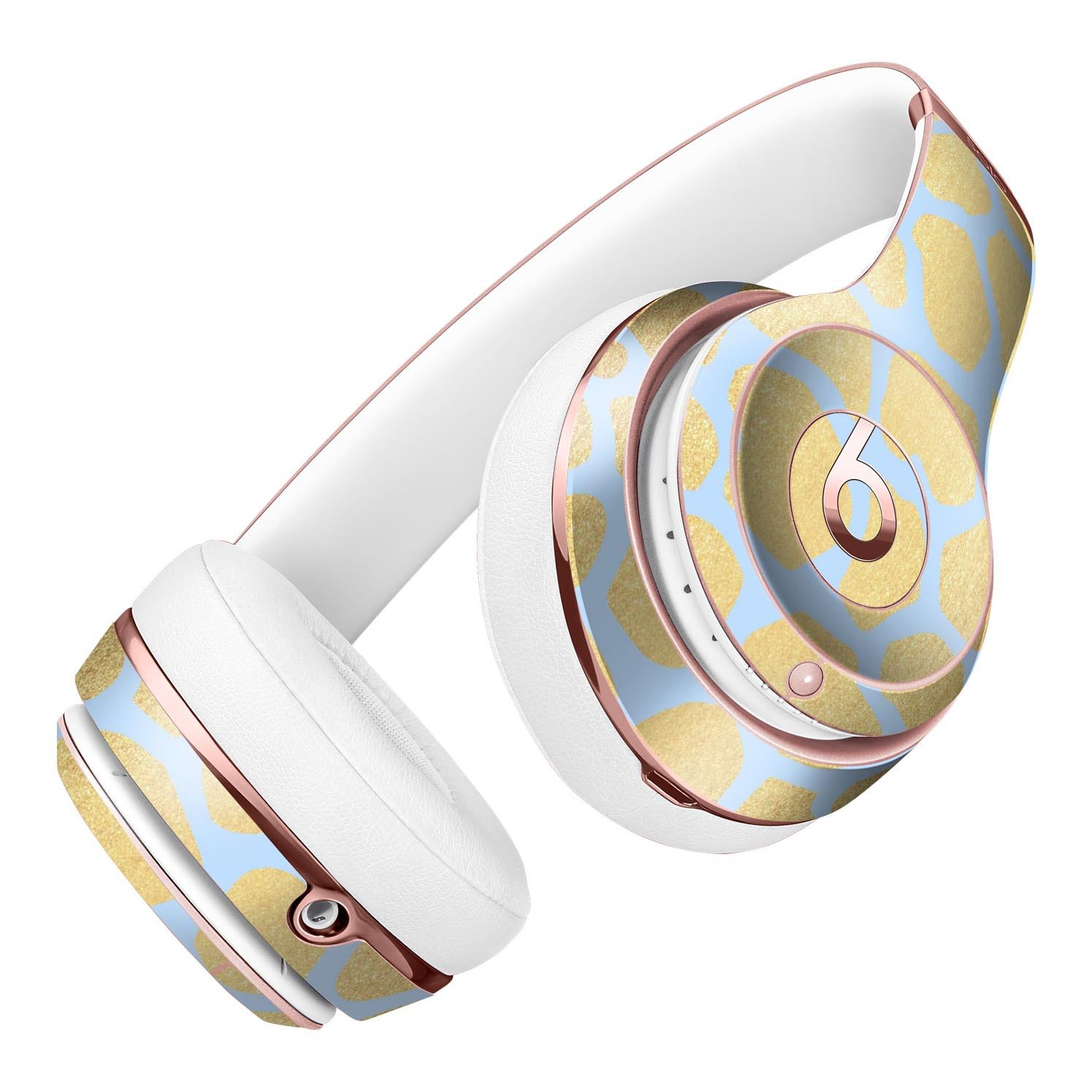 Gold Flaked Animal Light Blue Skin Kit for Beats by Dre Solo 3 Wireless Headphones, showcasing vibrant colors and premium vinyl material.