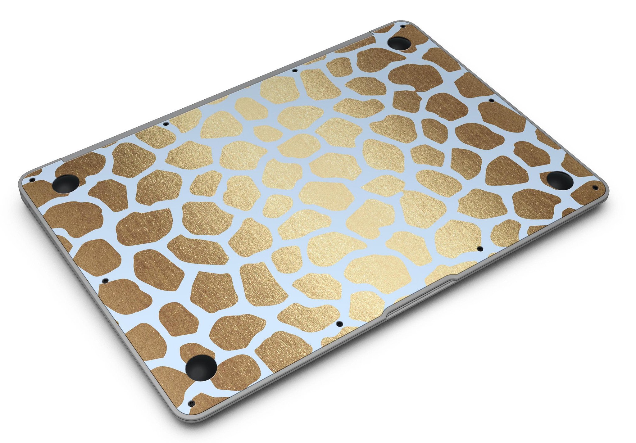 Gold Flaked Animal Light Blue Skin Kit for MacBook Air, showcasing a stylish design with vibrant colors and a premium vinyl finish.