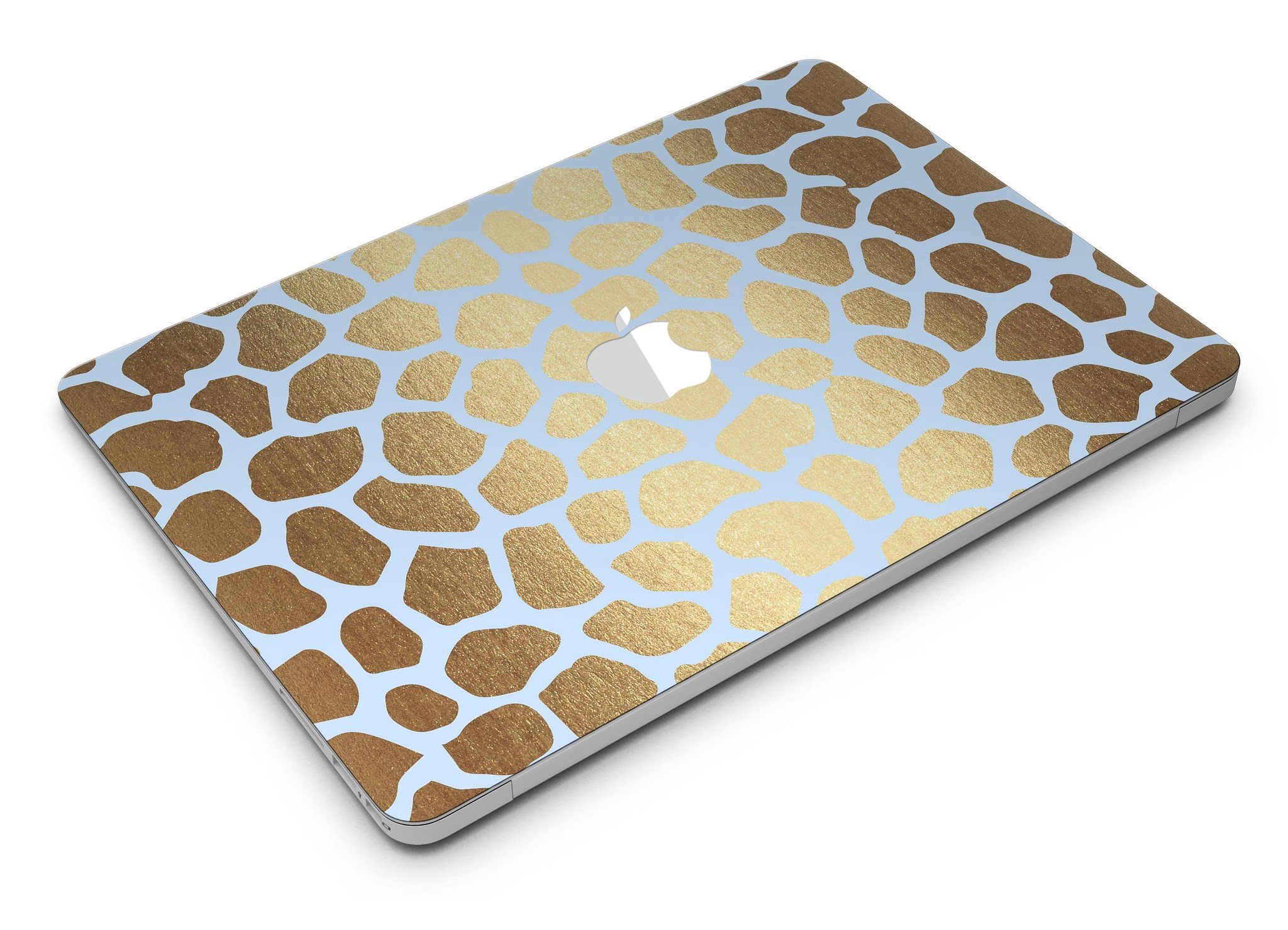 Gold Flaked Animal Light Blue Skin Kit for MacBook Air, showcasing a stylish design with vibrant colors and a premium vinyl finish.