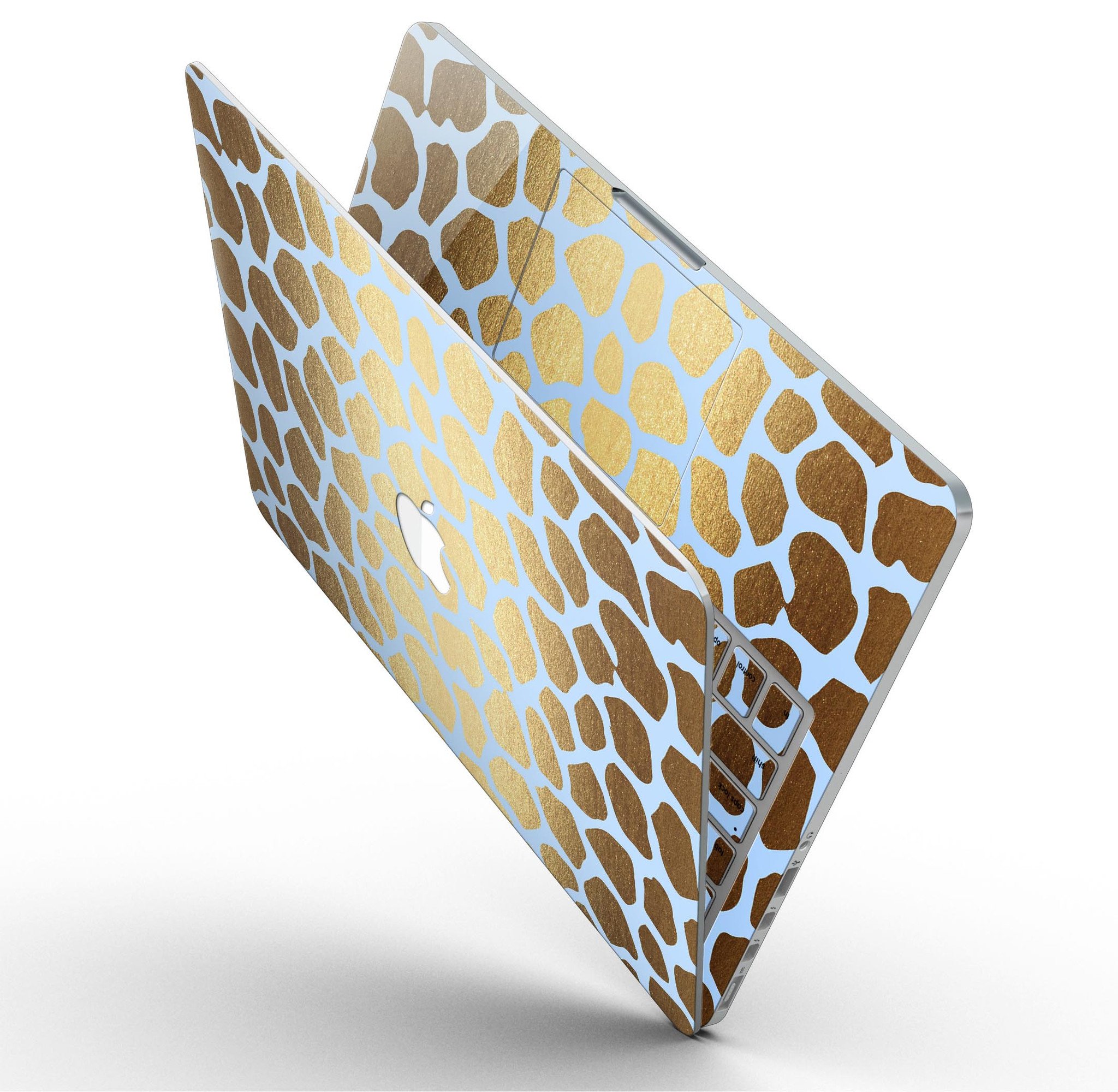 Gold Flaked Animal Light Blue skin for MacBook Pro with Retina Display, showcasing a stylish design that protects the device.