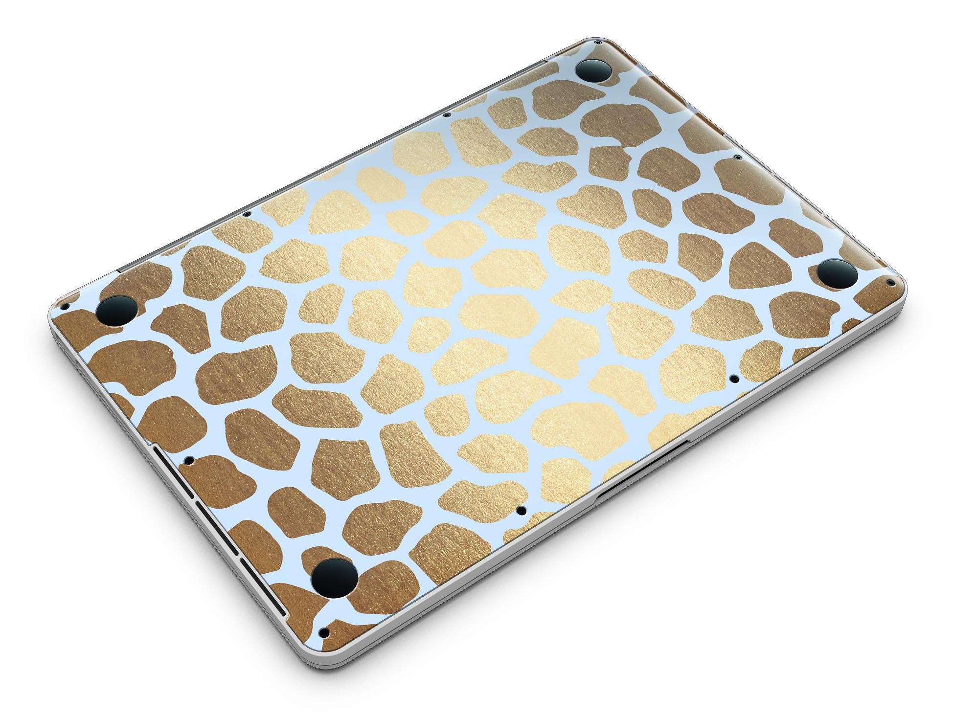 Gold Flaked Animal Light Blue skin for MacBook Pro with Retina Display, showcasing a stylish design that protects the device.