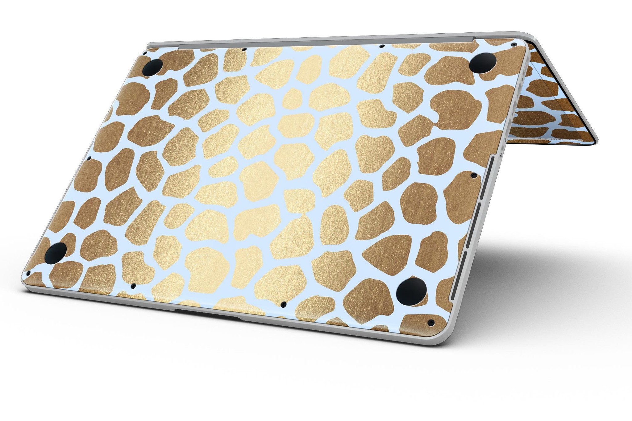 Gold Flaked Animal Light Blue skin for MacBook Pro with Retina Display, showcasing a stylish design that protects the device.