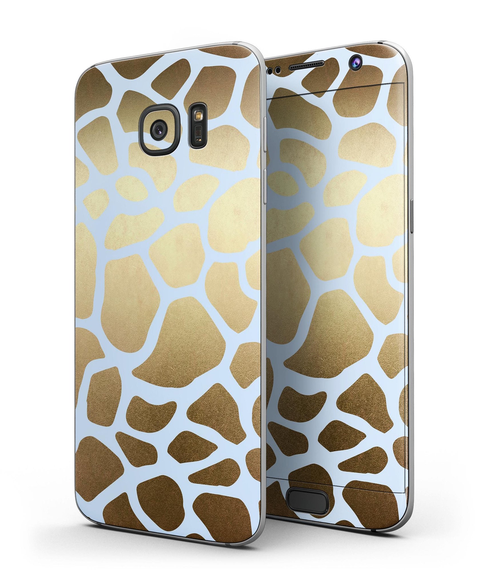 Gold Flaked Animal Light Blue Full Body Skin-Kit for Samsung Galaxy S7/S7 Edge, showcasing vibrant colors and premium vinyl material.