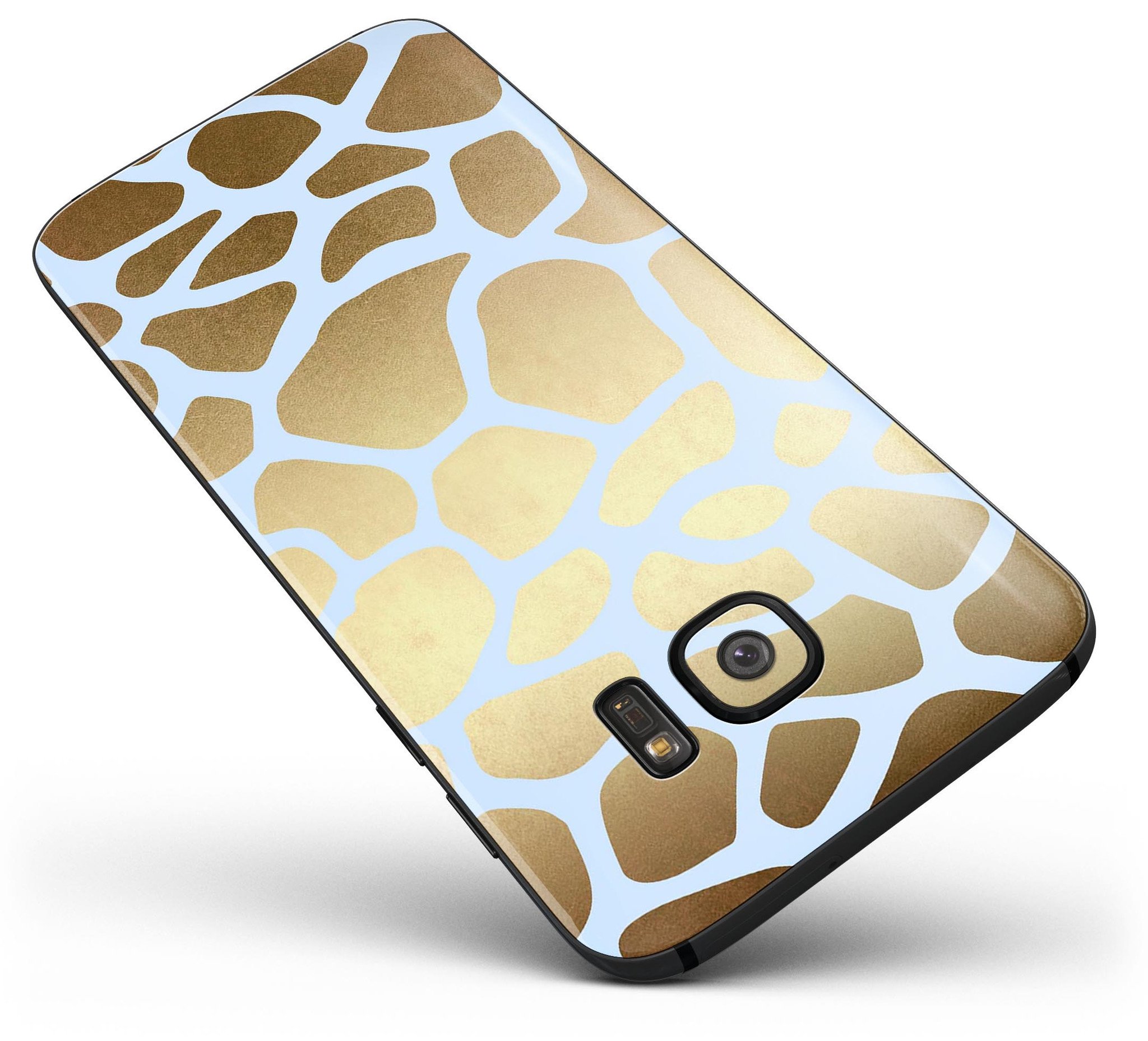 Gold Flaked Animal Light Blue Full Body Skin-Kit for Samsung Galaxy S7/S7 Edge, showcasing vibrant colors and premium vinyl material.