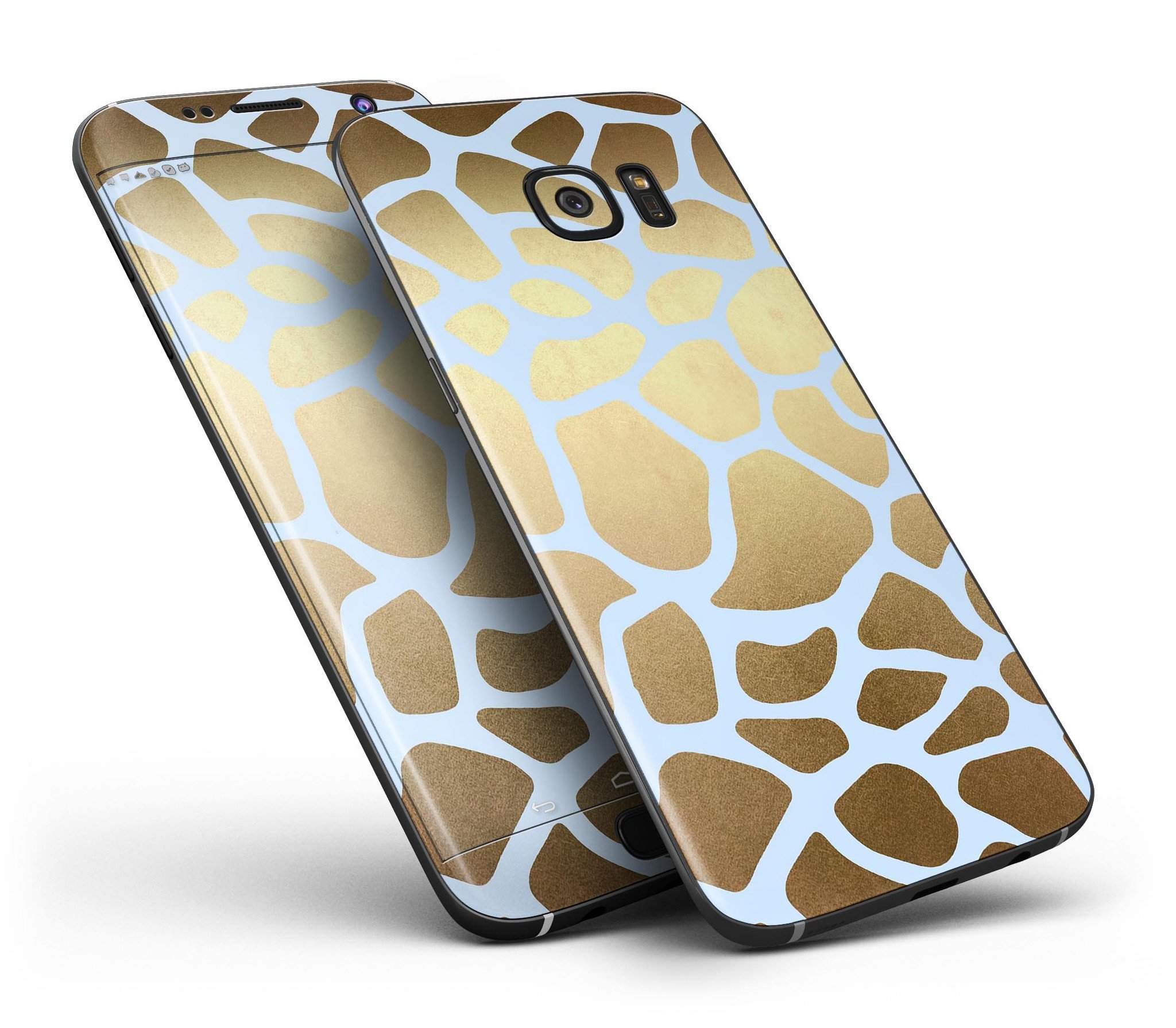 Gold Flaked Animal Light Blue Full Body Skin-Kit for Samsung Galaxy S7/S7 Edge, showcasing vibrant colors and premium vinyl material.