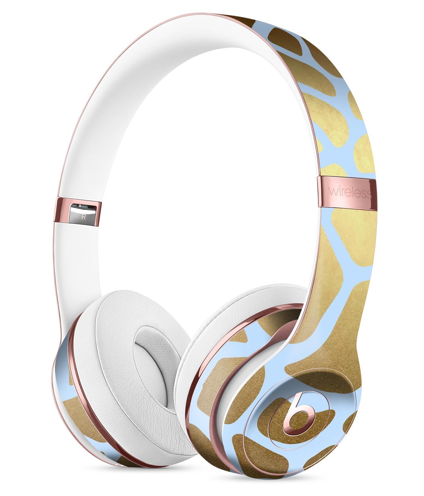 Gold Flaked Animal Light Blue Full-Body Skin Kit for Beats by Dre Solo 3 Wireless Headphones, showcasing vibrant colors and premium vinyl material.