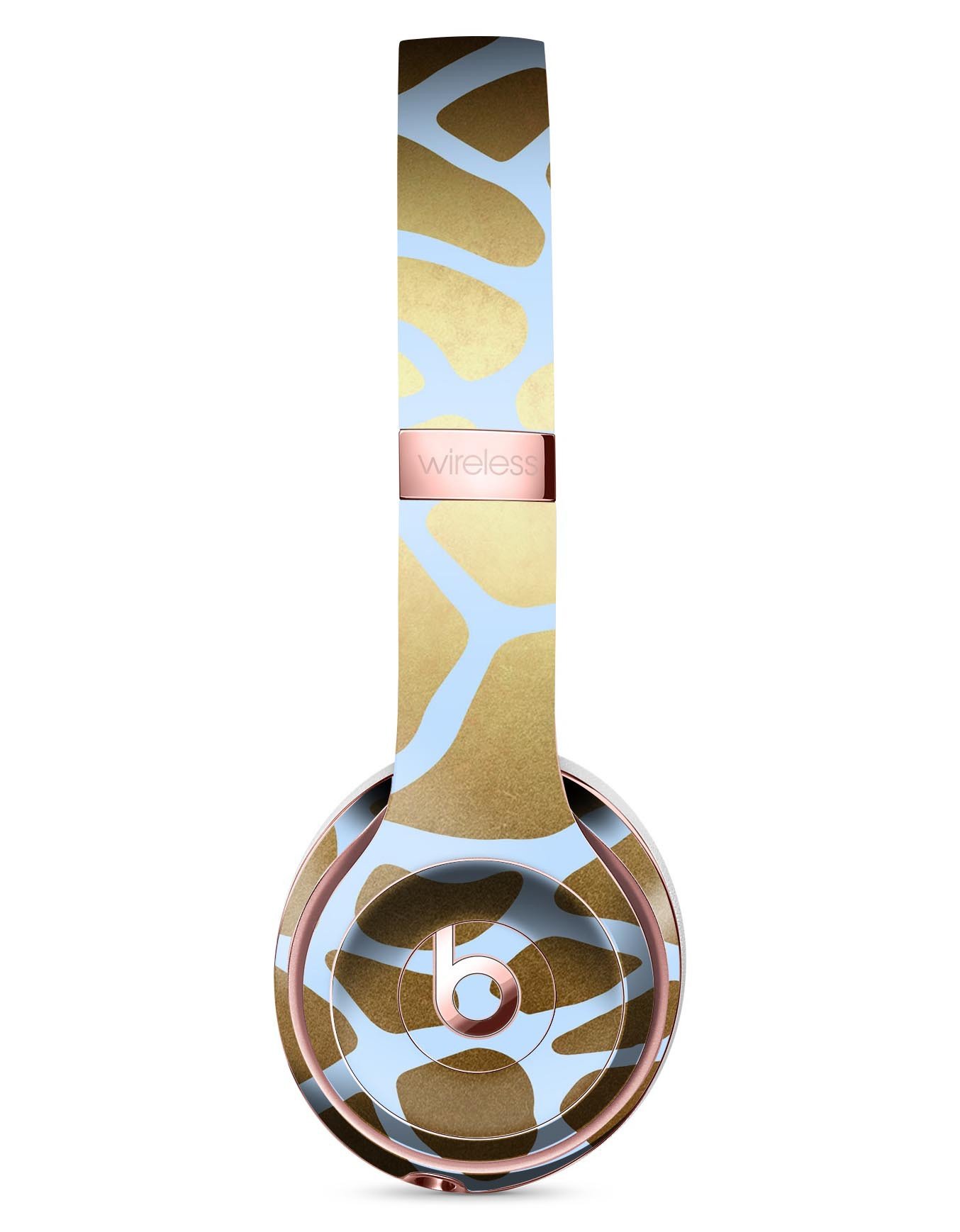 Gold Flaked Animal Light Blue Full-Body Skin Kit for Beats by Dre Solo 3 Wireless Headphones, showcasing vibrant colors and premium vinyl material.