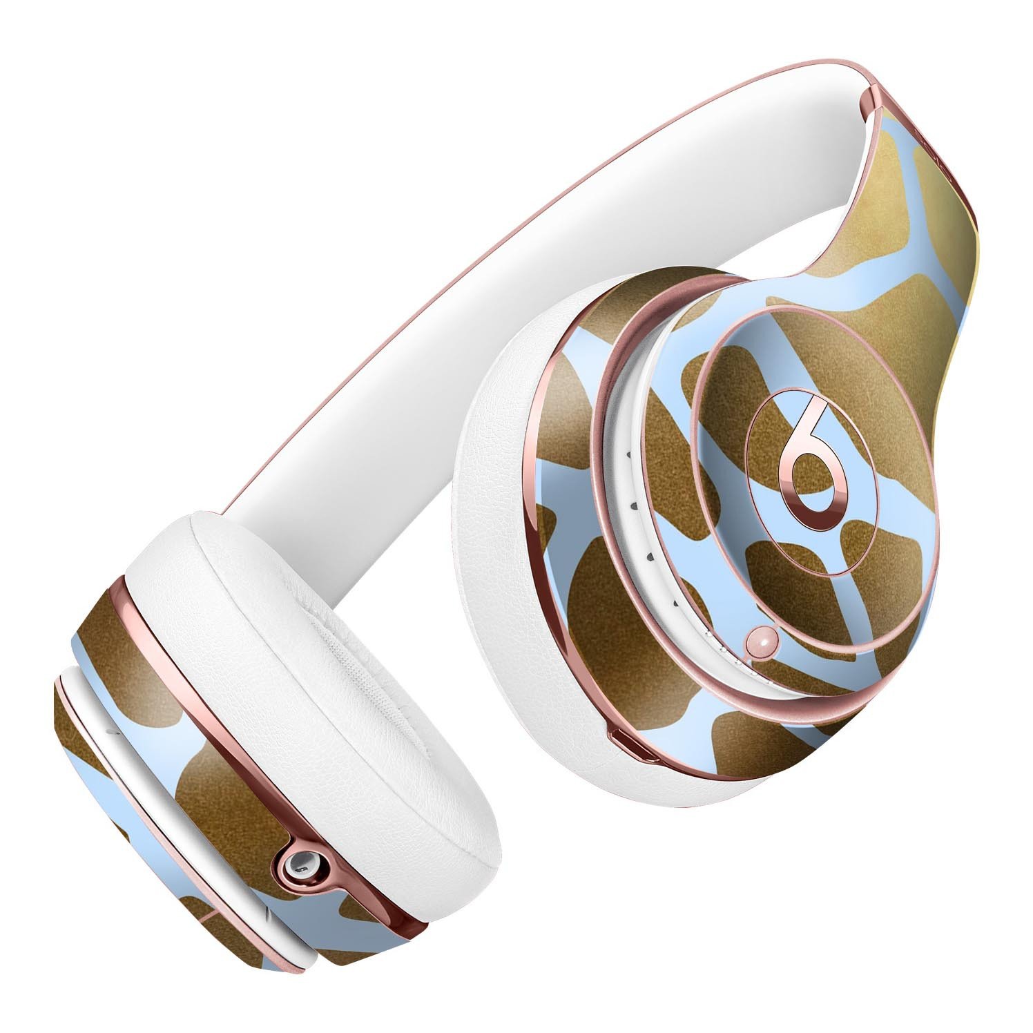 Gold Flaked Animal Light Blue Full-Body Skin Kit for Beats by Dre Solo 3 Wireless Headphones, showcasing vibrant colors and premium vinyl material.