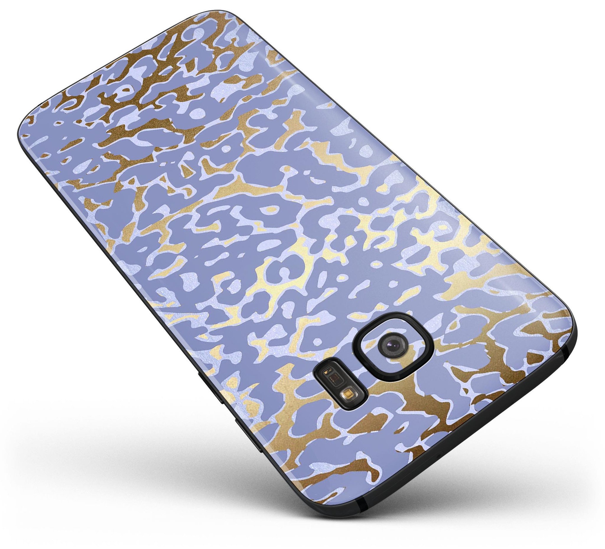 Gold Flaked Animal Purple skin kit for Samsung Galaxy S7 and S7 Edge, showcasing vibrant colors and premium vinyl material.