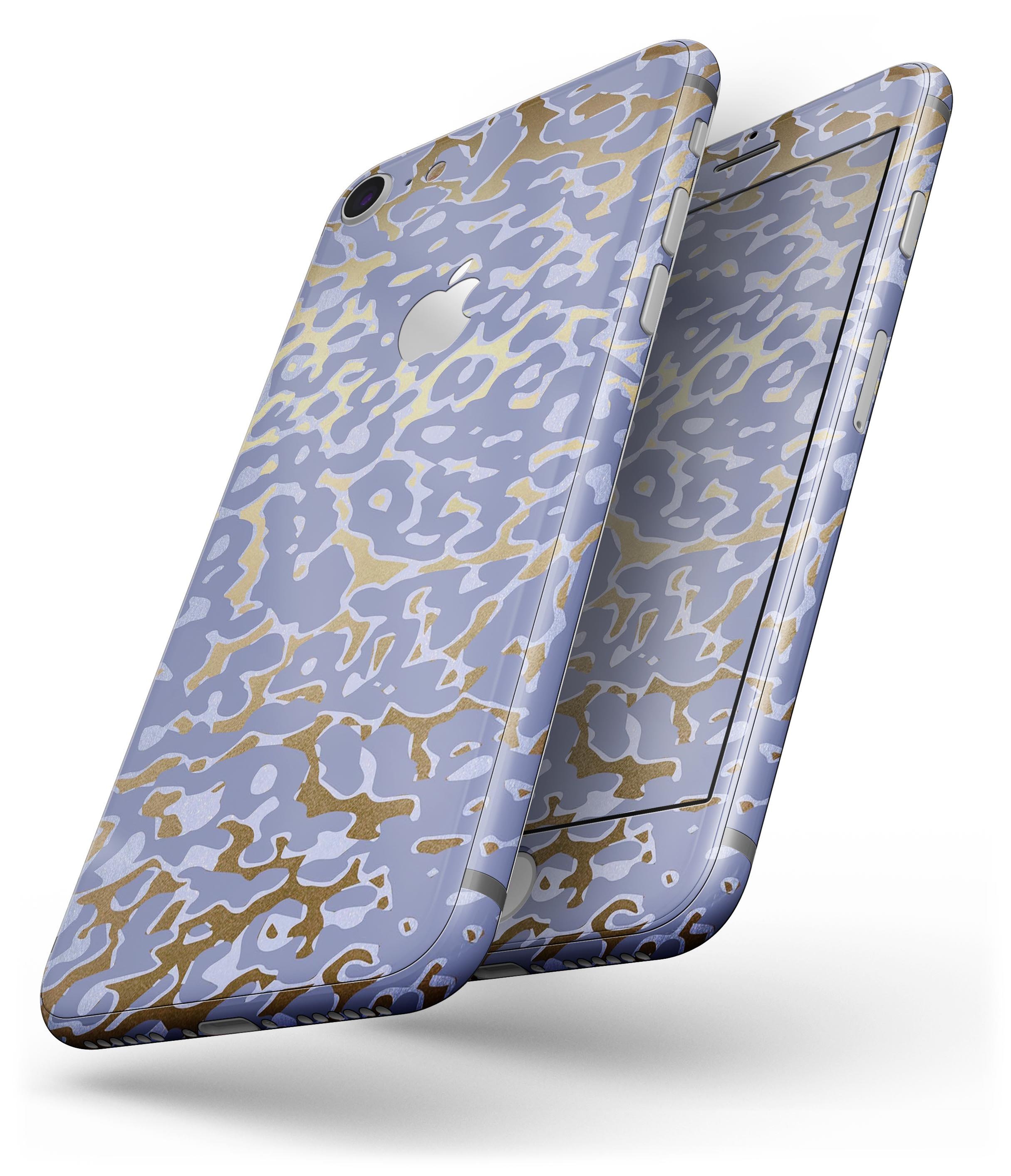 Gold Flaked Animal Purple skin for iPhone 8 and 8 Plus, showcasing vibrant colors and premium vinyl material.