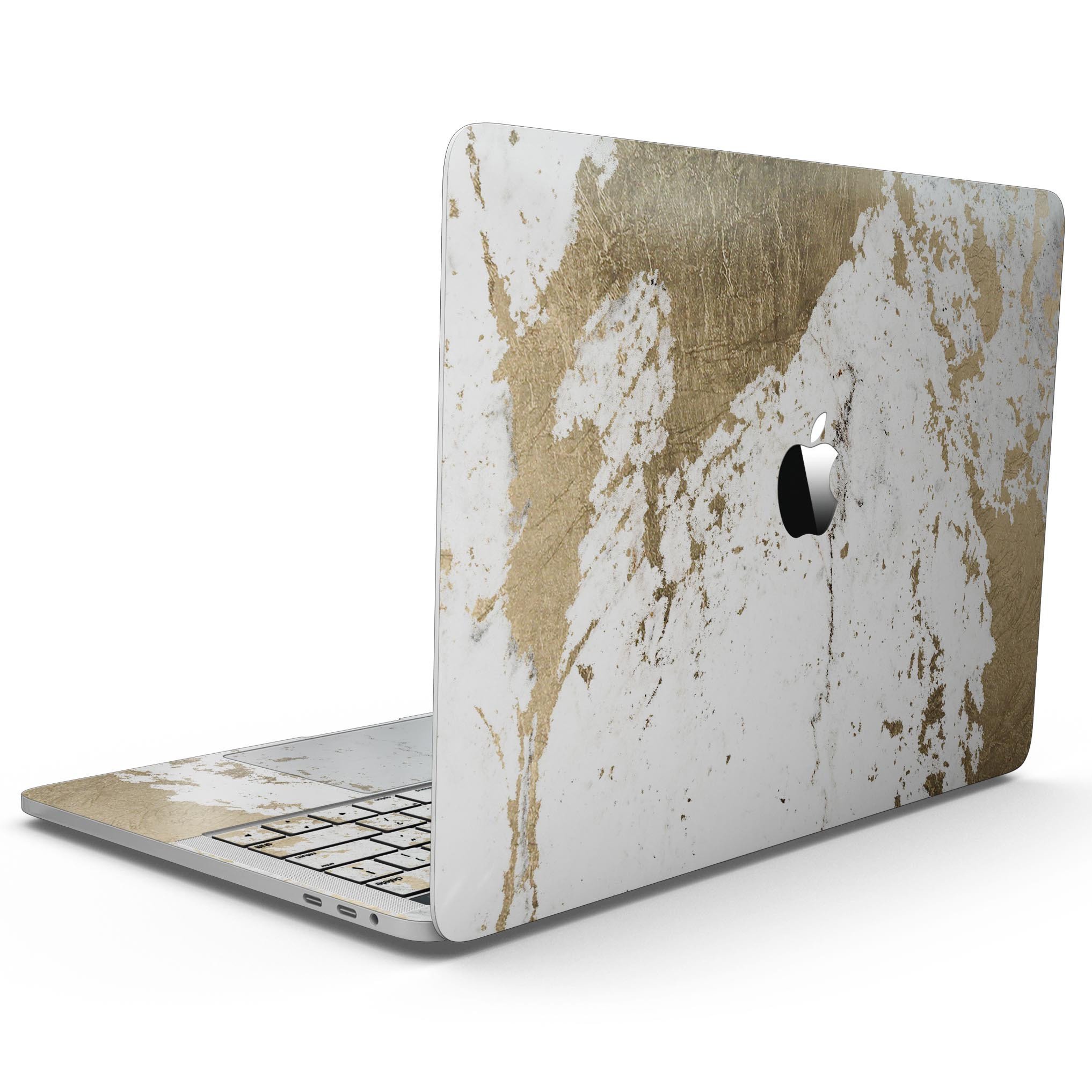 Gold Foiled Marble Skin Kit for 13" MacBook Pro without Touch Bar, showcasing a luxurious design and premium vinyl material.