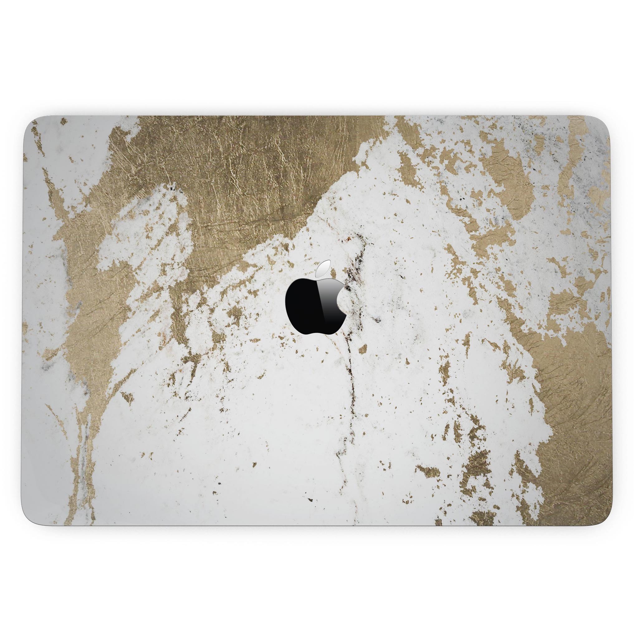 Gold Foiled Marble Skin Kit for 13" MacBook Pro without Touch Bar, showcasing a luxurious design and premium vinyl material.