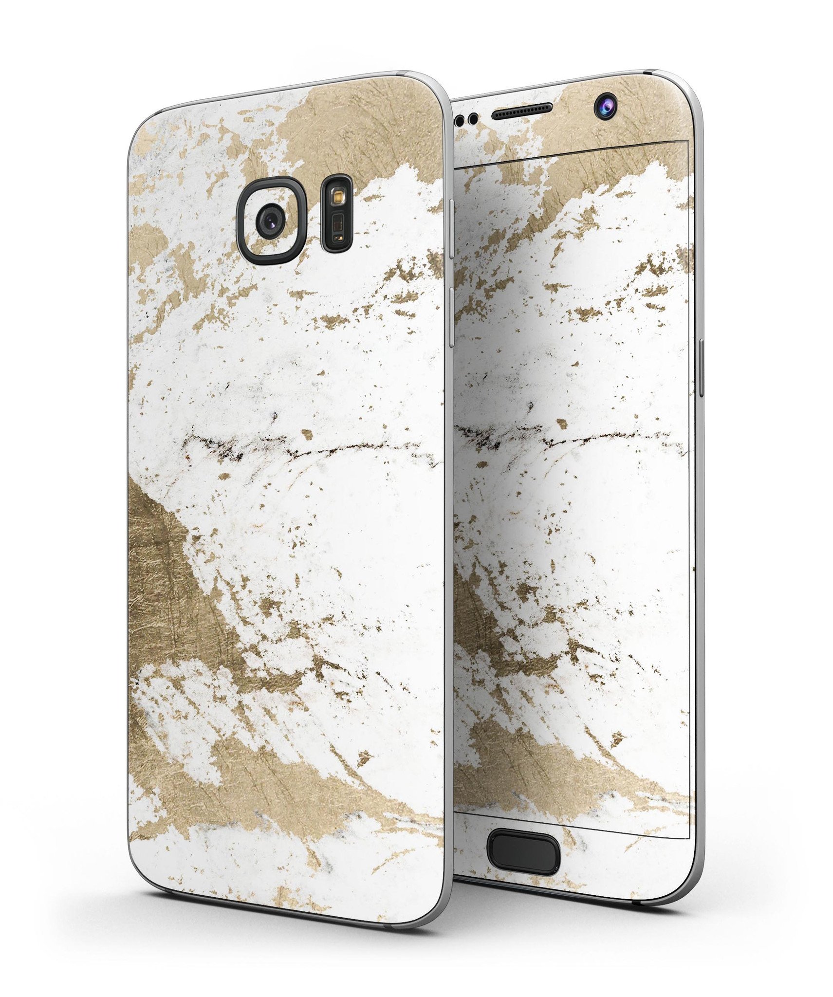 Gold Foiled Marble skin kit for Samsung Galaxy S7, showcasing its stylish design and premium quality material.