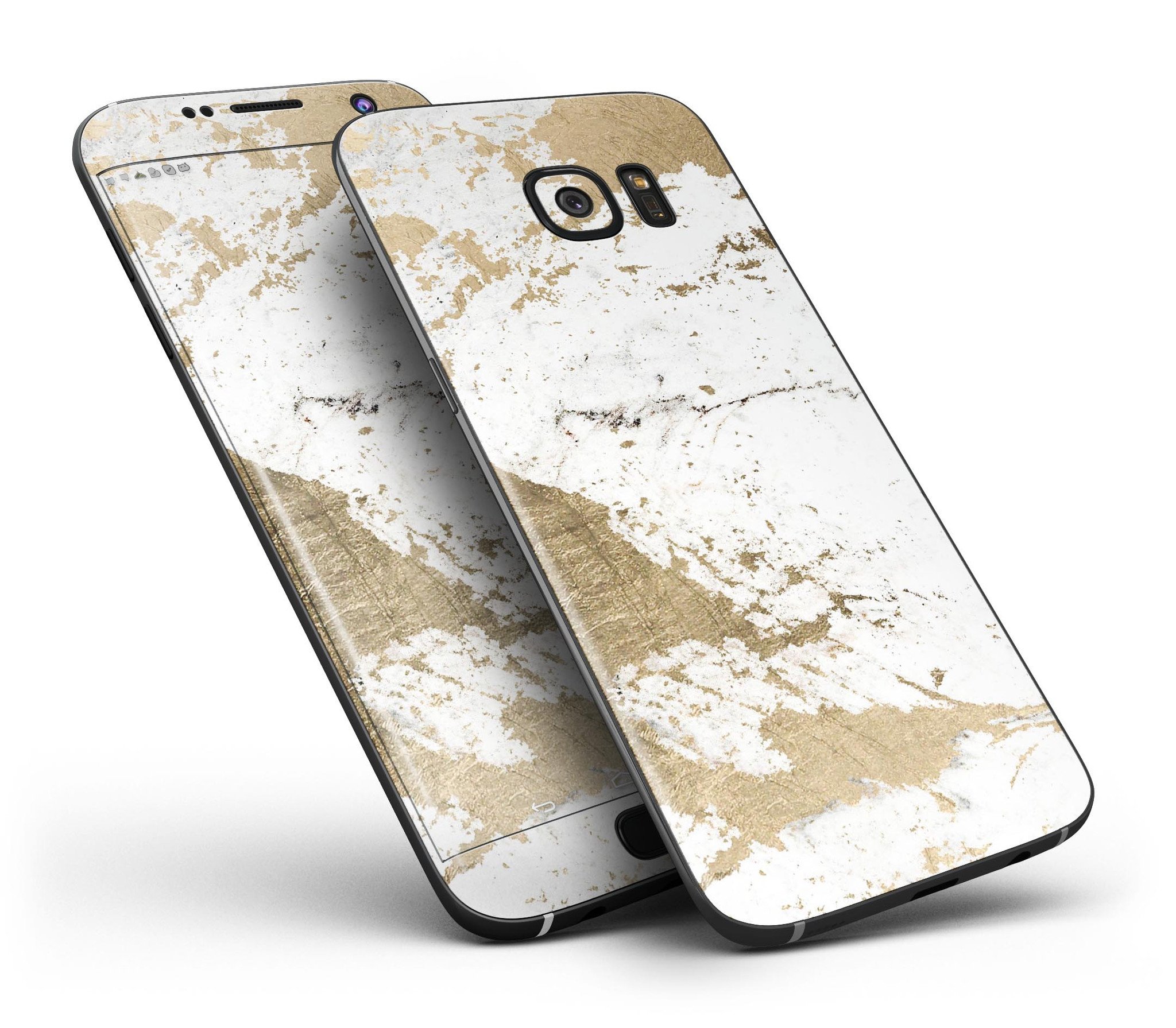 Gold Foiled Marble skin kit for Samsung Galaxy S7, showcasing its stylish design and premium quality material.