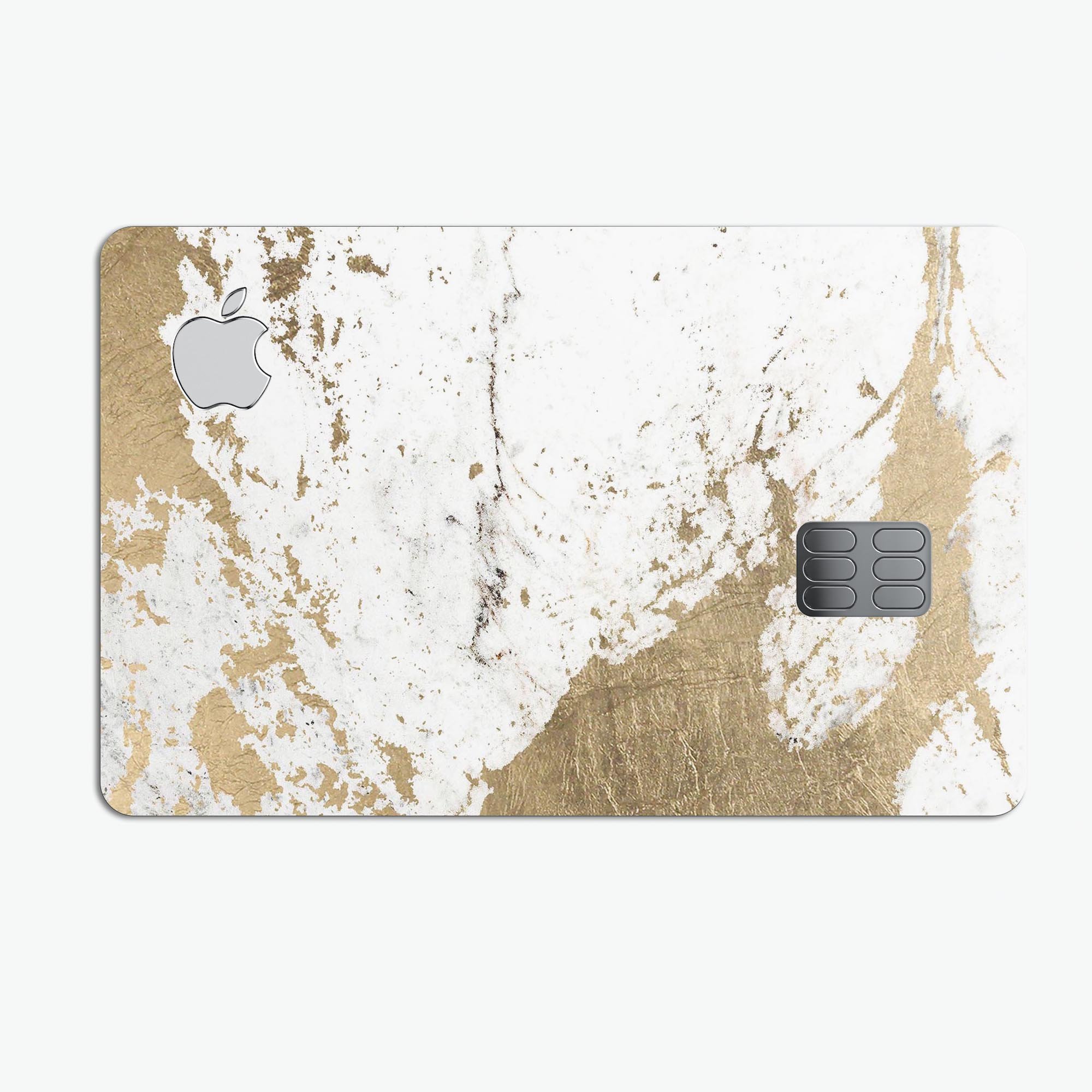 Gold Foiled Marble Premium Protective Decal Skin-Kit for Apple Card, showcasing its elegant design and protective features.