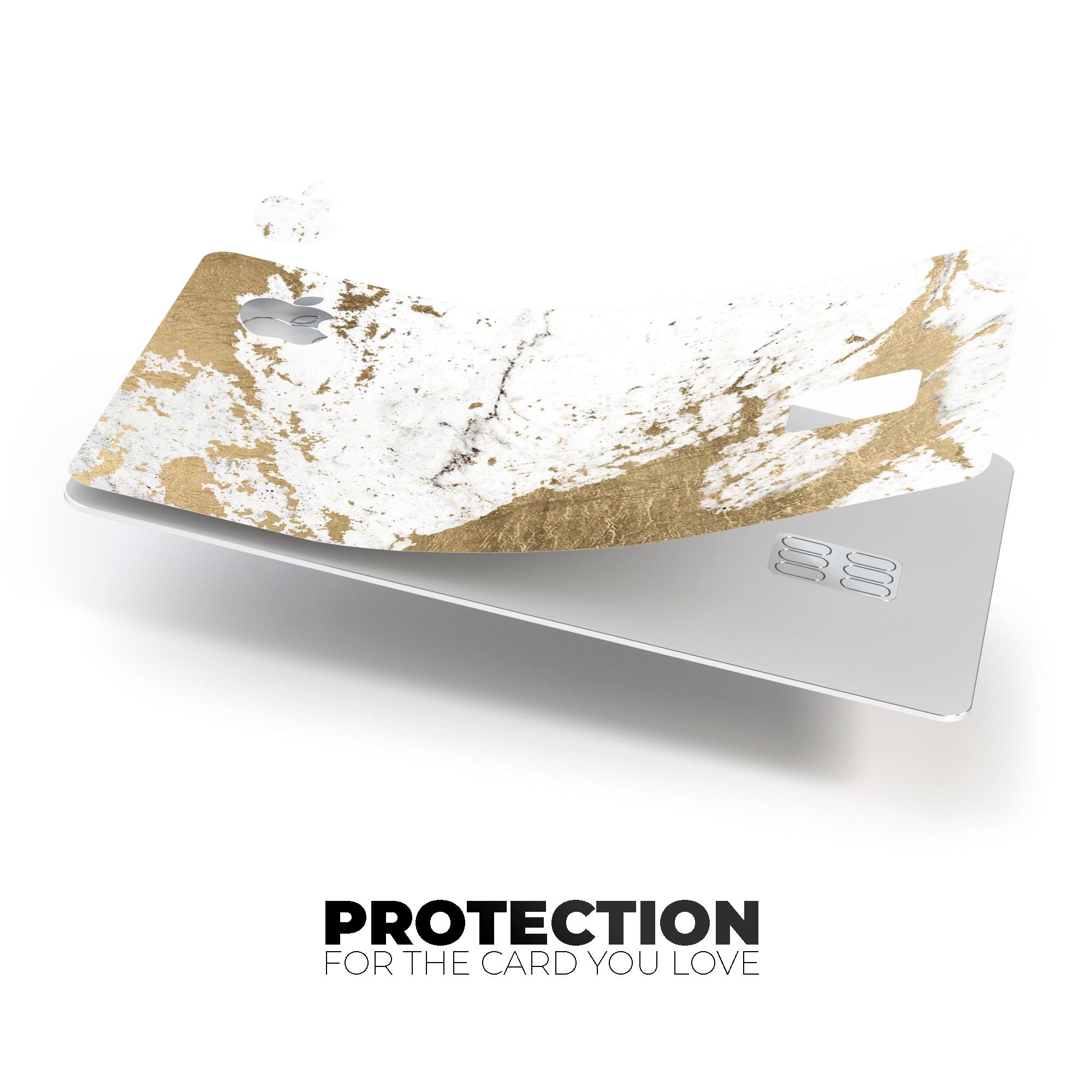 Gold Foiled Marble Premium Protective Decal Skin-Kit for Apple Card, showcasing its elegant design and protective features.