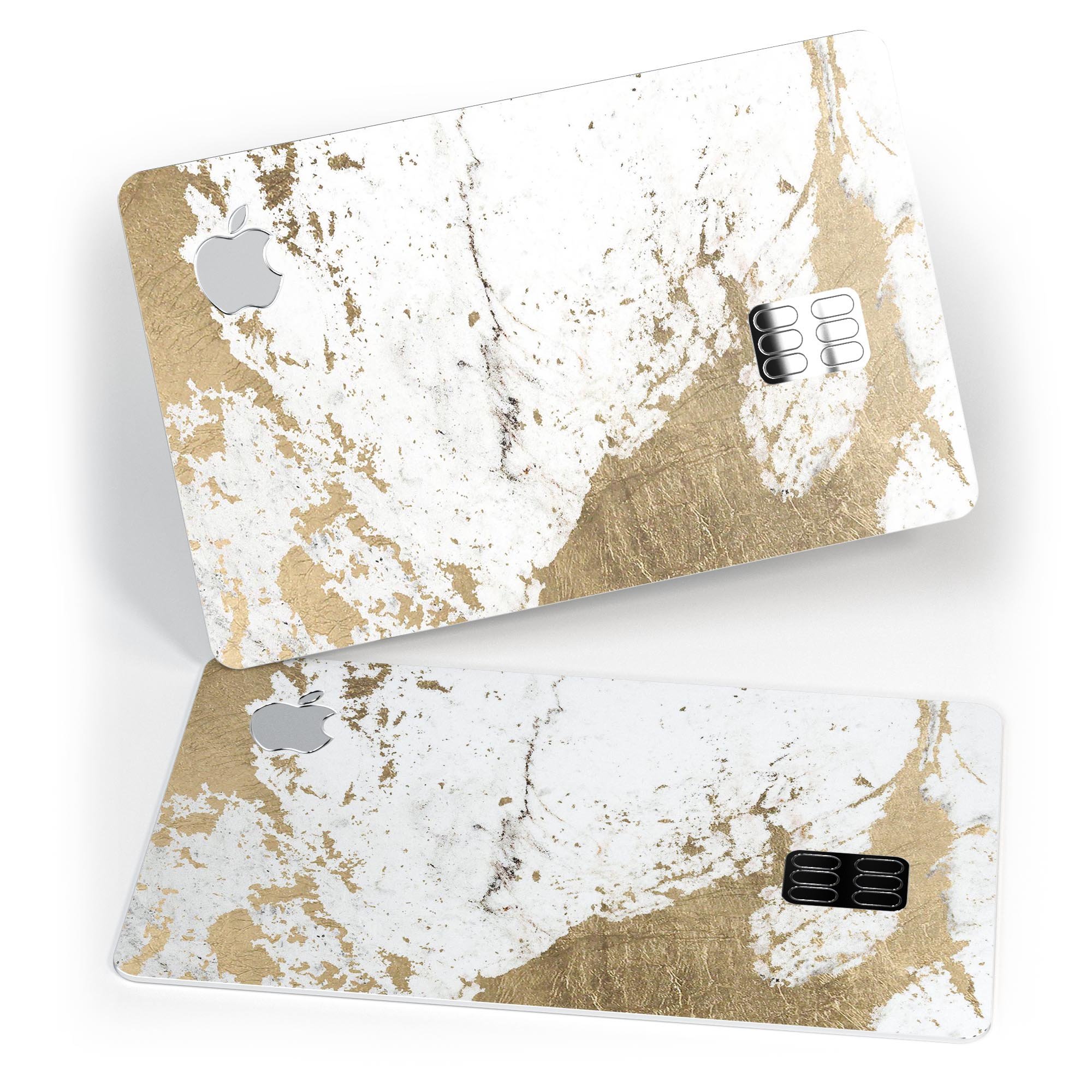 Gold Foiled Marble Premium Protective Decal Skin-Kit for Apple Card, showcasing its elegant design and protective features.