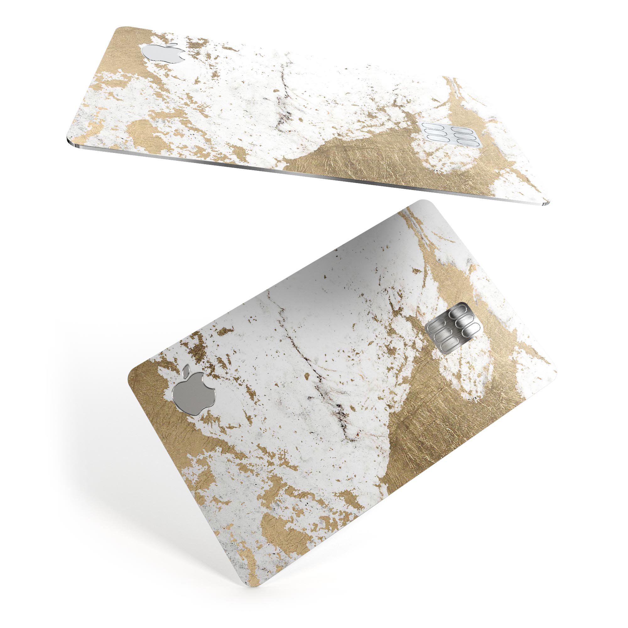 Gold Foiled Marble Premium Protective Decal Skin-Kit for Apple Card, showcasing its elegant design and protective features.