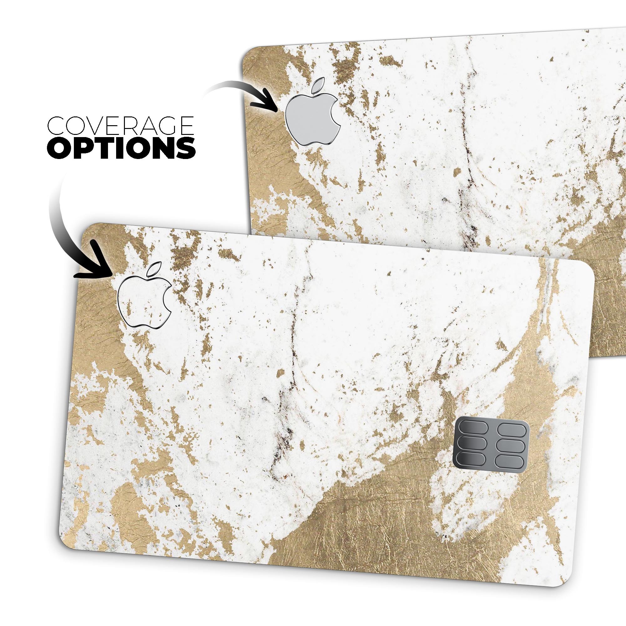 Gold Foiled Marble Premium Protective Decal Skin-Kit for Apple Card, showcasing its elegant design and protective features.