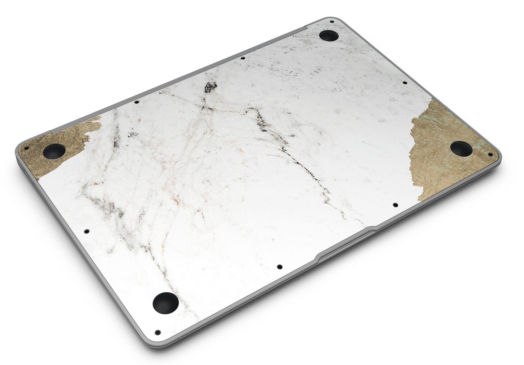 Gold Foiled Marble skin kit for MacBook Air, showcasing a stylish design with gold foil accents on a marble background.